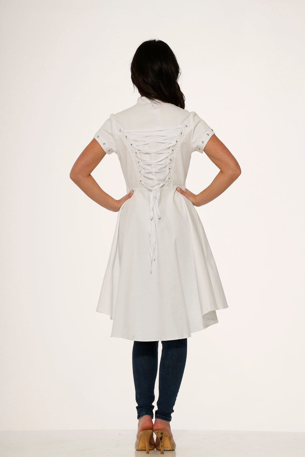 10271 White Battalian HiLo Dress