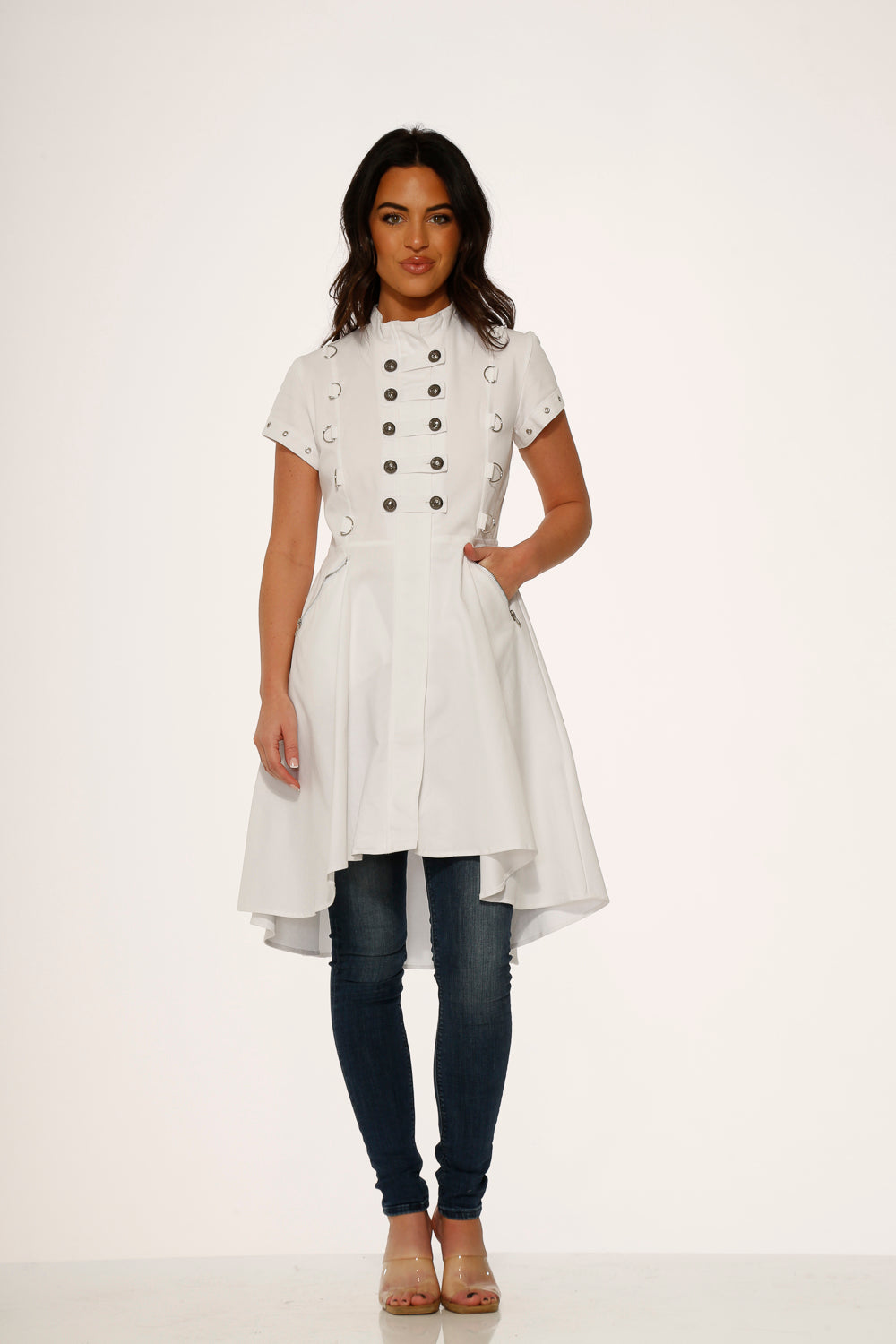 10271 White Battalian HiLo Dress