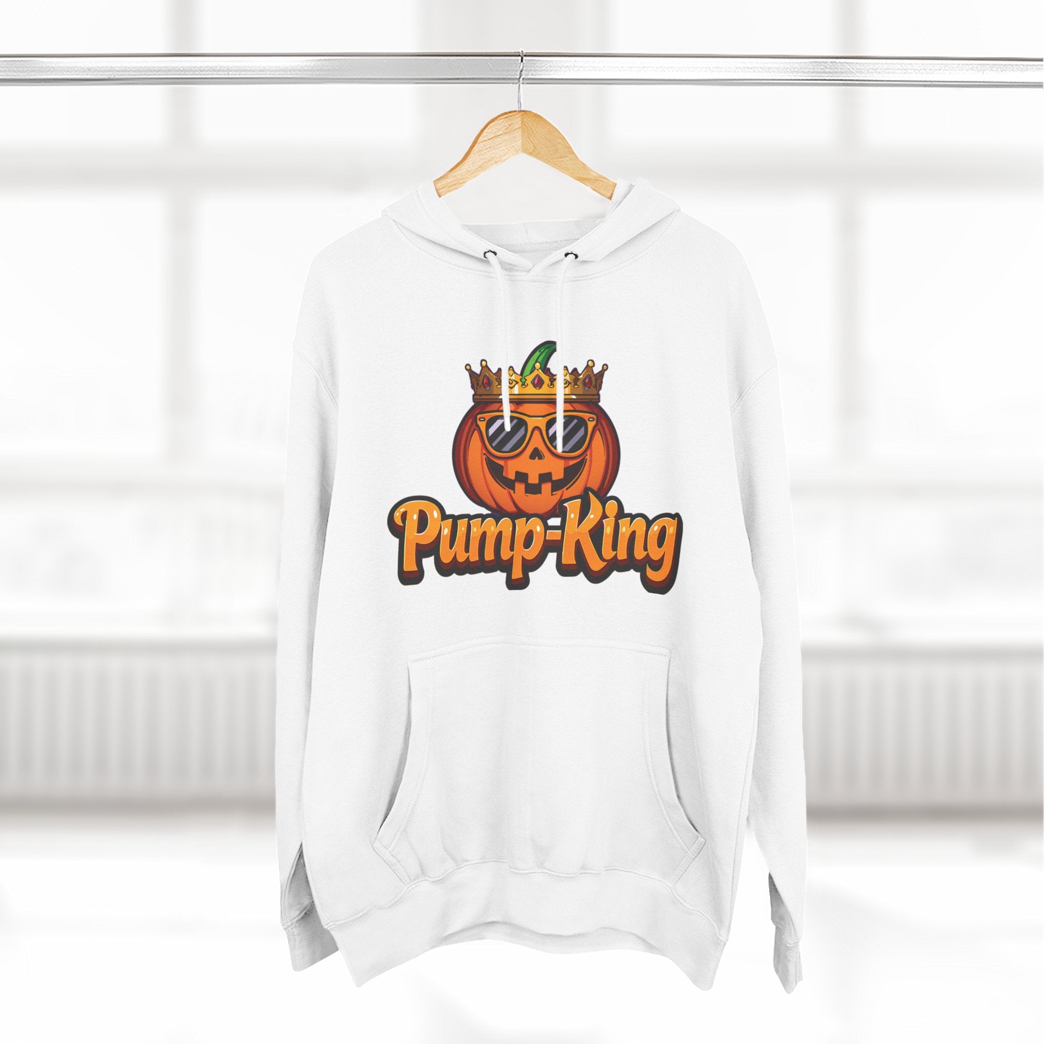 Pump-King Halloween Hoodie, Cozy Fleece Sweatshirt for Fall, Funny Pumpkin Apparel, Autumn Style, Perfect for Halloween Celebrations