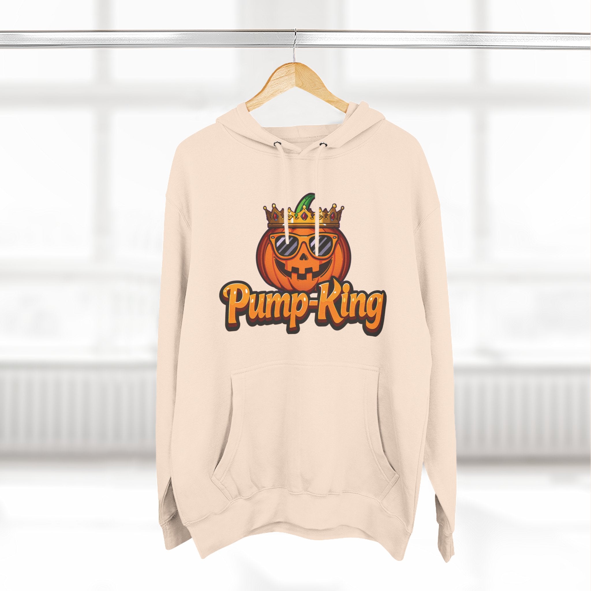 Pump-King Halloween Hoodie, Cozy Fleece Sweatshirt for Fall, Funny Pumpkin Apparel, Autumn Style, Perfect for Halloween Celebrations