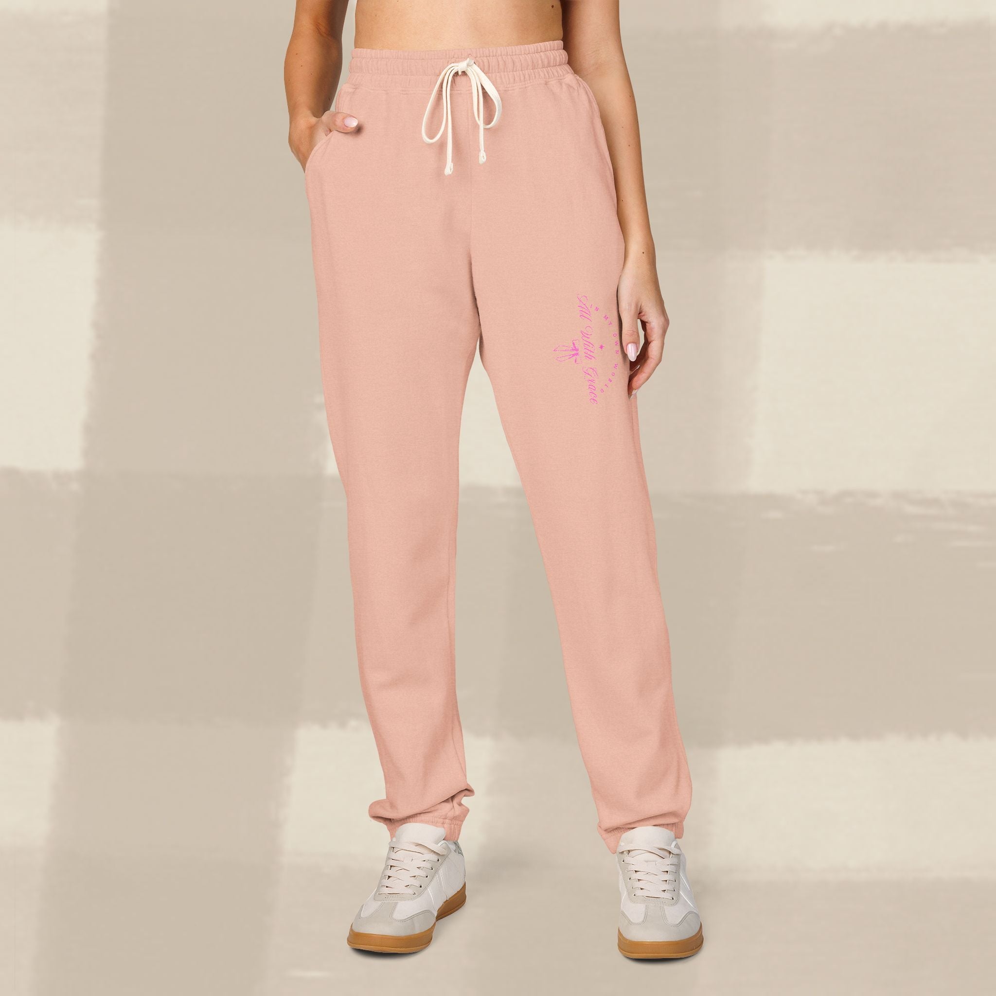 "WITH GRACE" LANDSCAPE SWEATS X  PINK TYPE