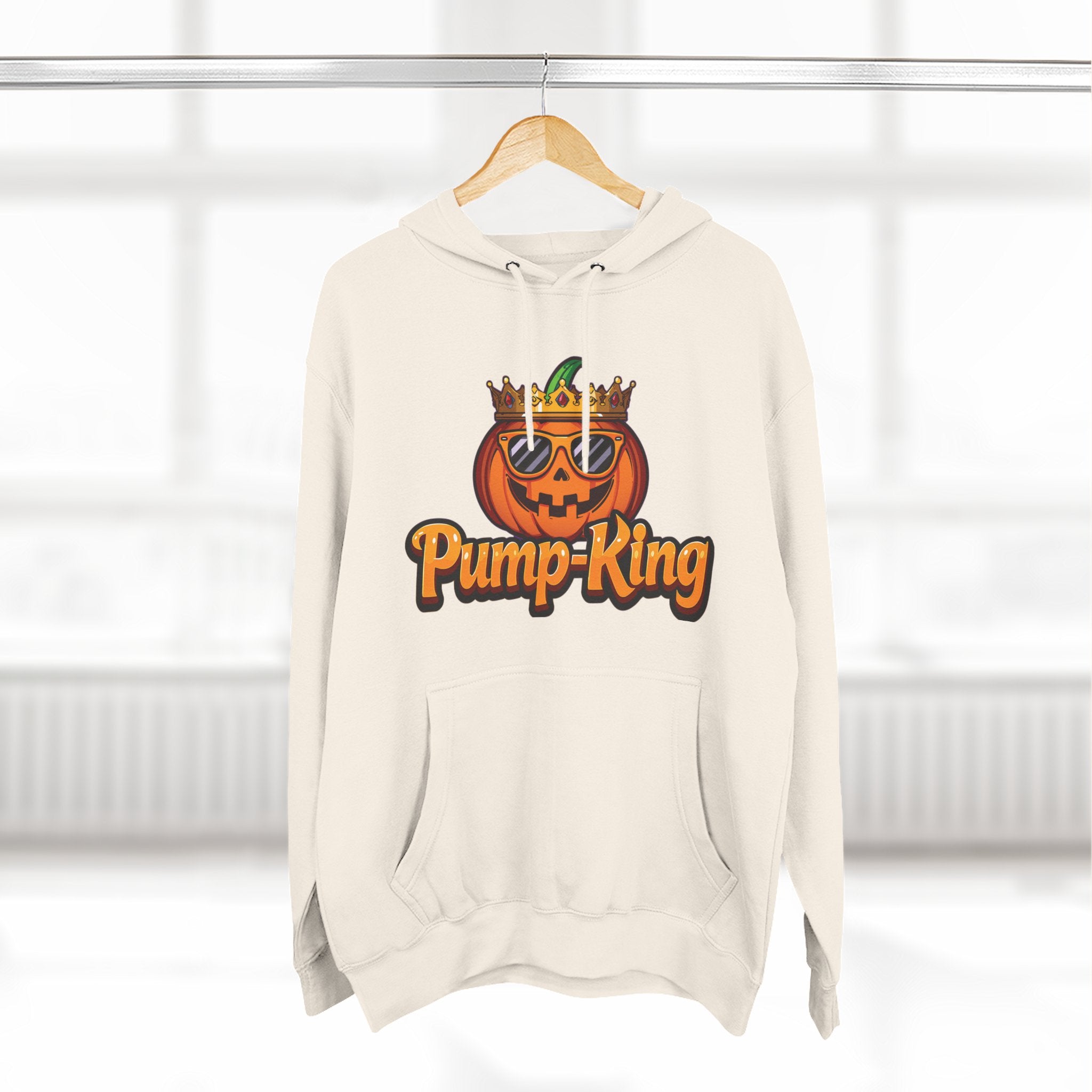 Pump-King Halloween Hoodie, Cozy Fleece Sweatshirt for Fall, Funny Pumpkin Apparel, Autumn Style, Perfect for Halloween Celebrations