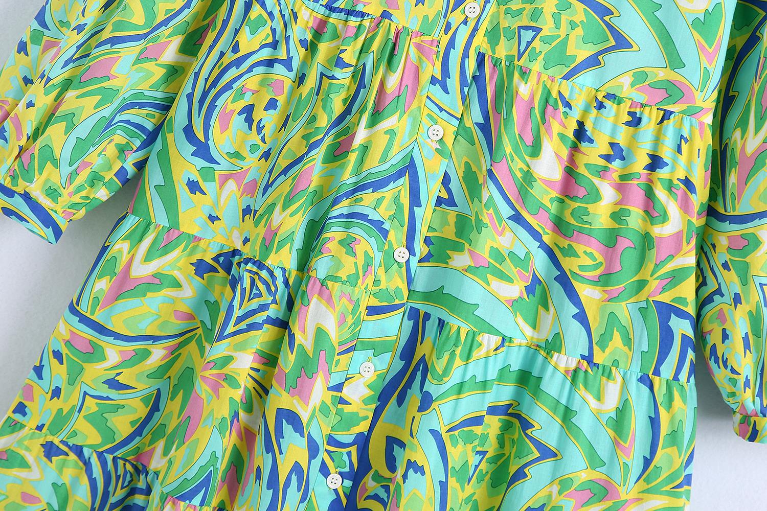 Spring Women's New Long-Sleeved Printed Dress