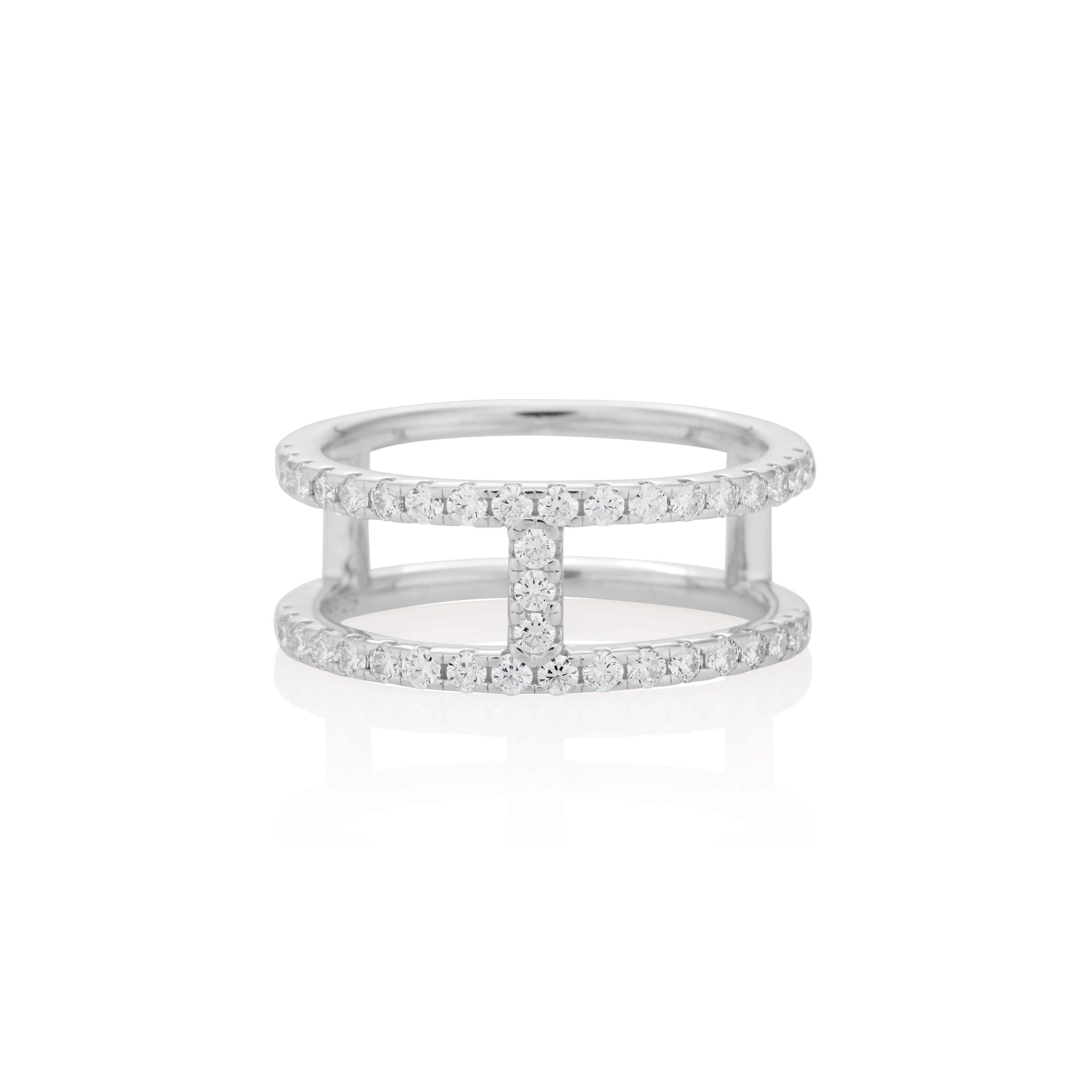 1.5mm Moissanite H Ring in 925 Sterling Silver