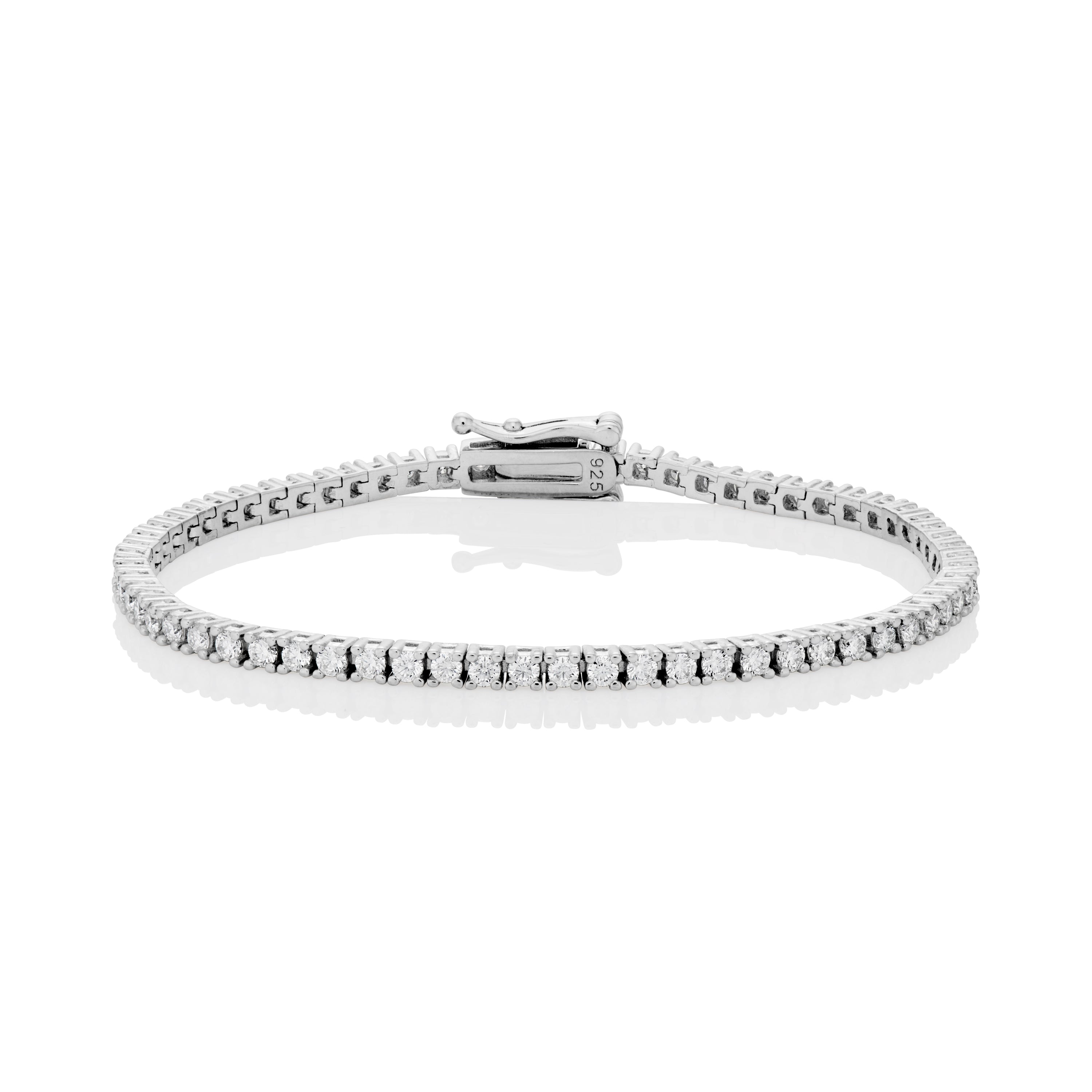 2mm Moissanite Tennis Bracelet in Solid 925 Silver