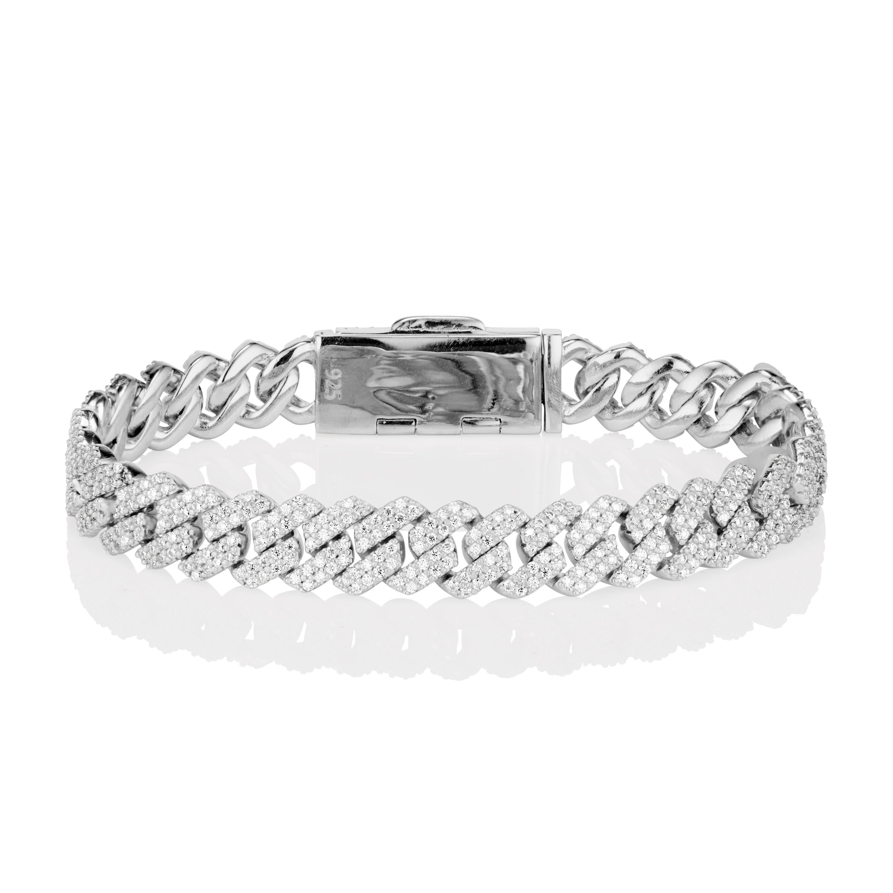 8MM Moissanite Cuban Bracelet in Solid 925 Silver
