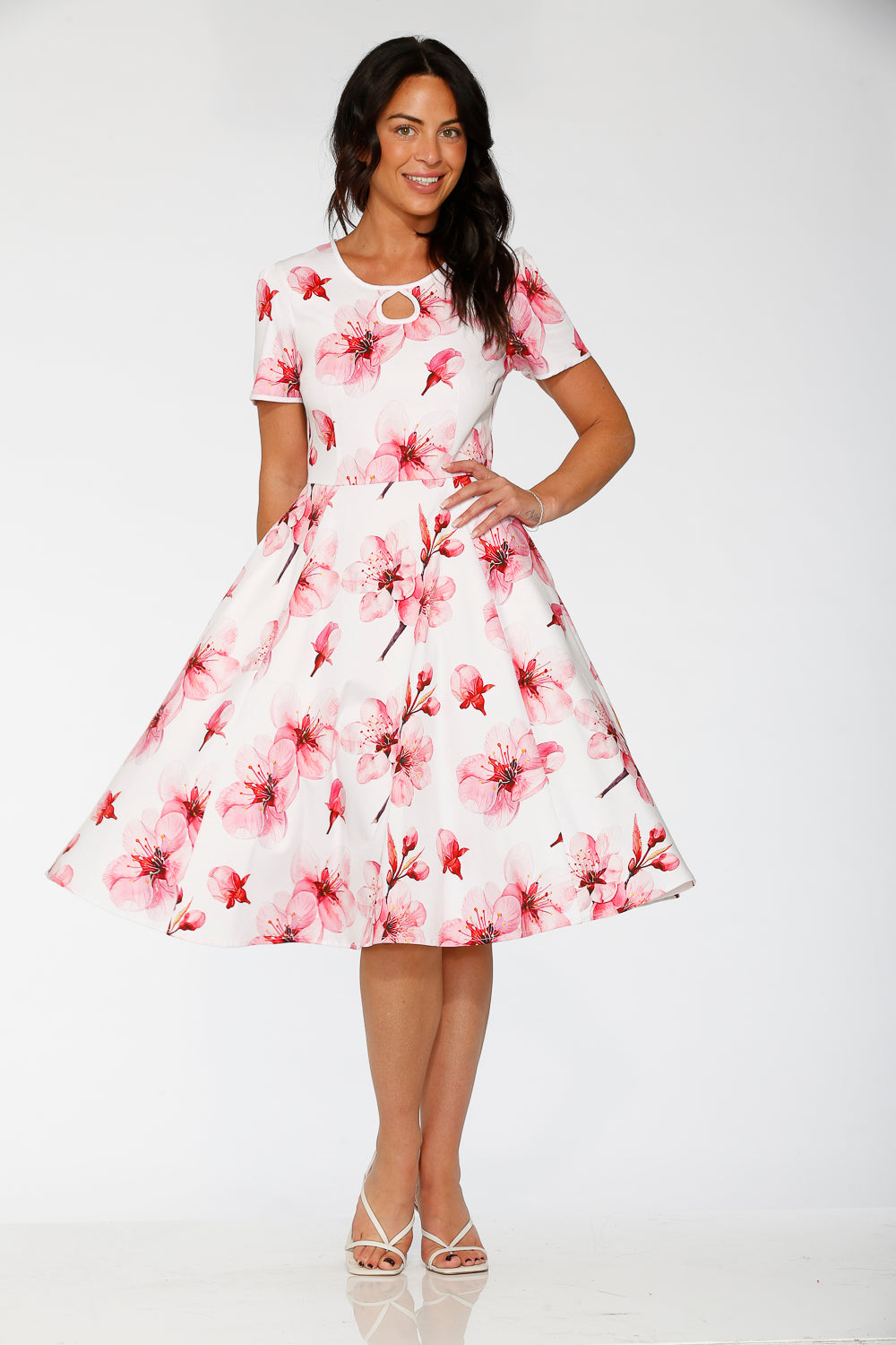 20562 White Orchid Bloom Swing Dress
