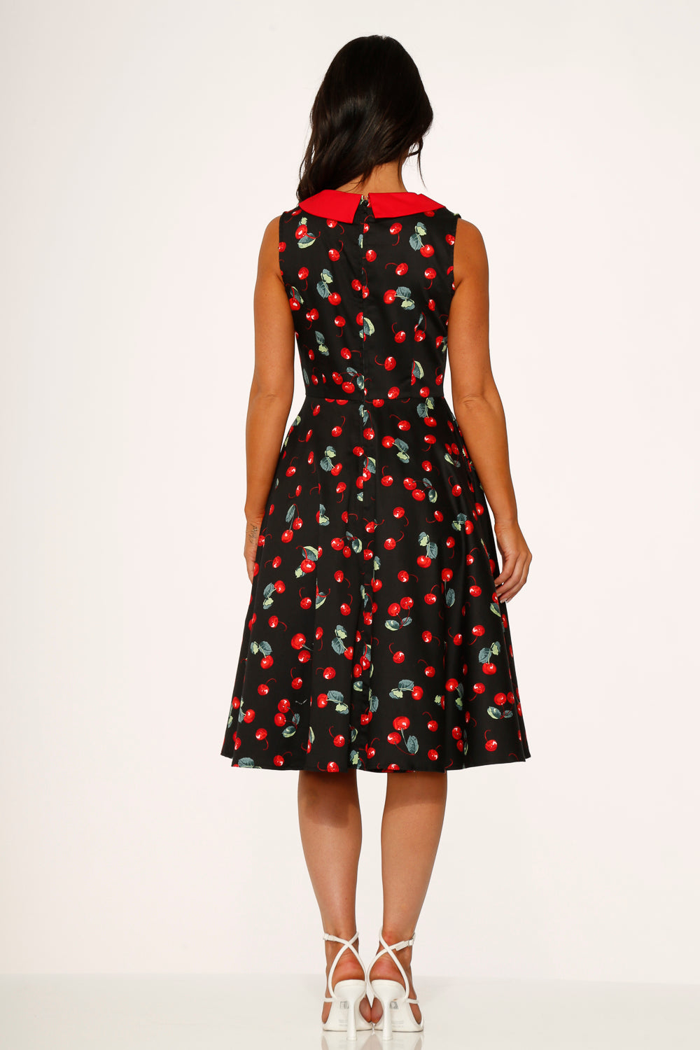21261 Black Red Cherry Swing Dress