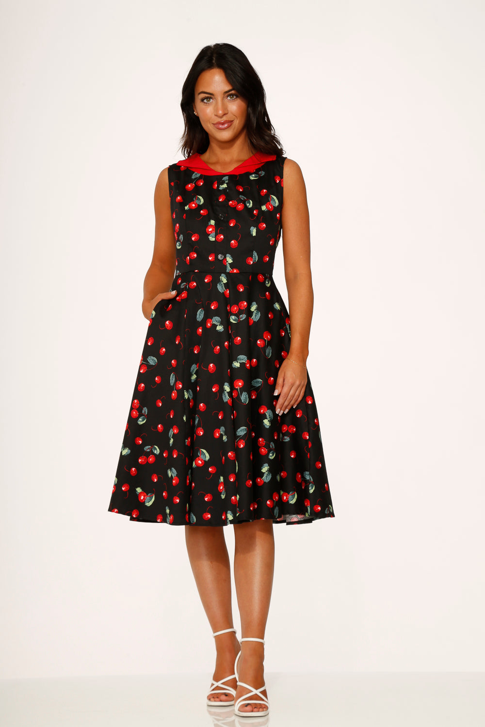 21261 Black Red Cherry Swing Dress