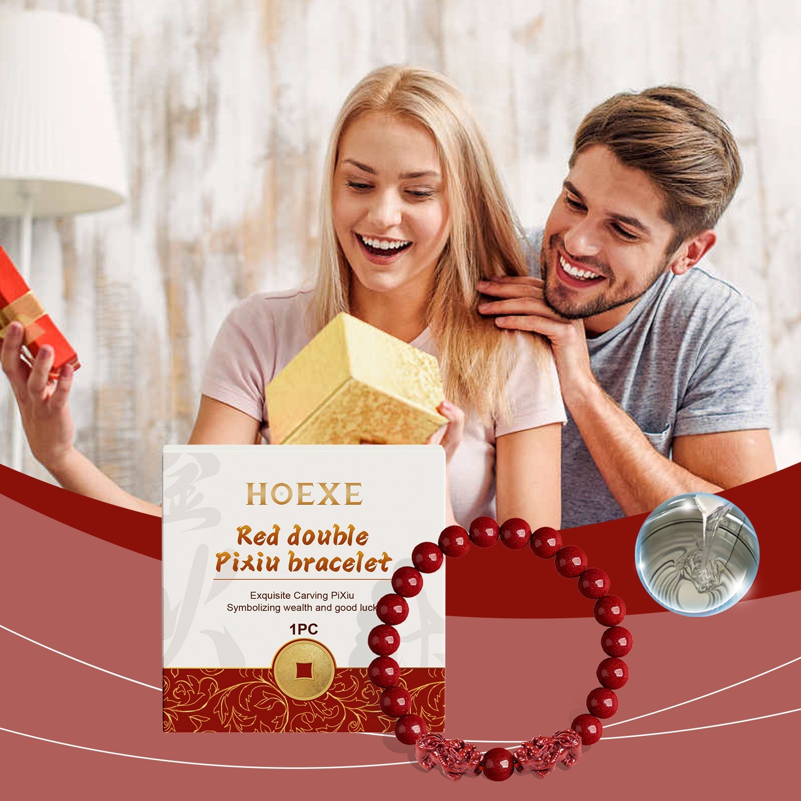 Red Double Pixiu Hand String Design Sense Bracelet Men And Women Universal Couple Hand Ornaments Portable Daily Gifts