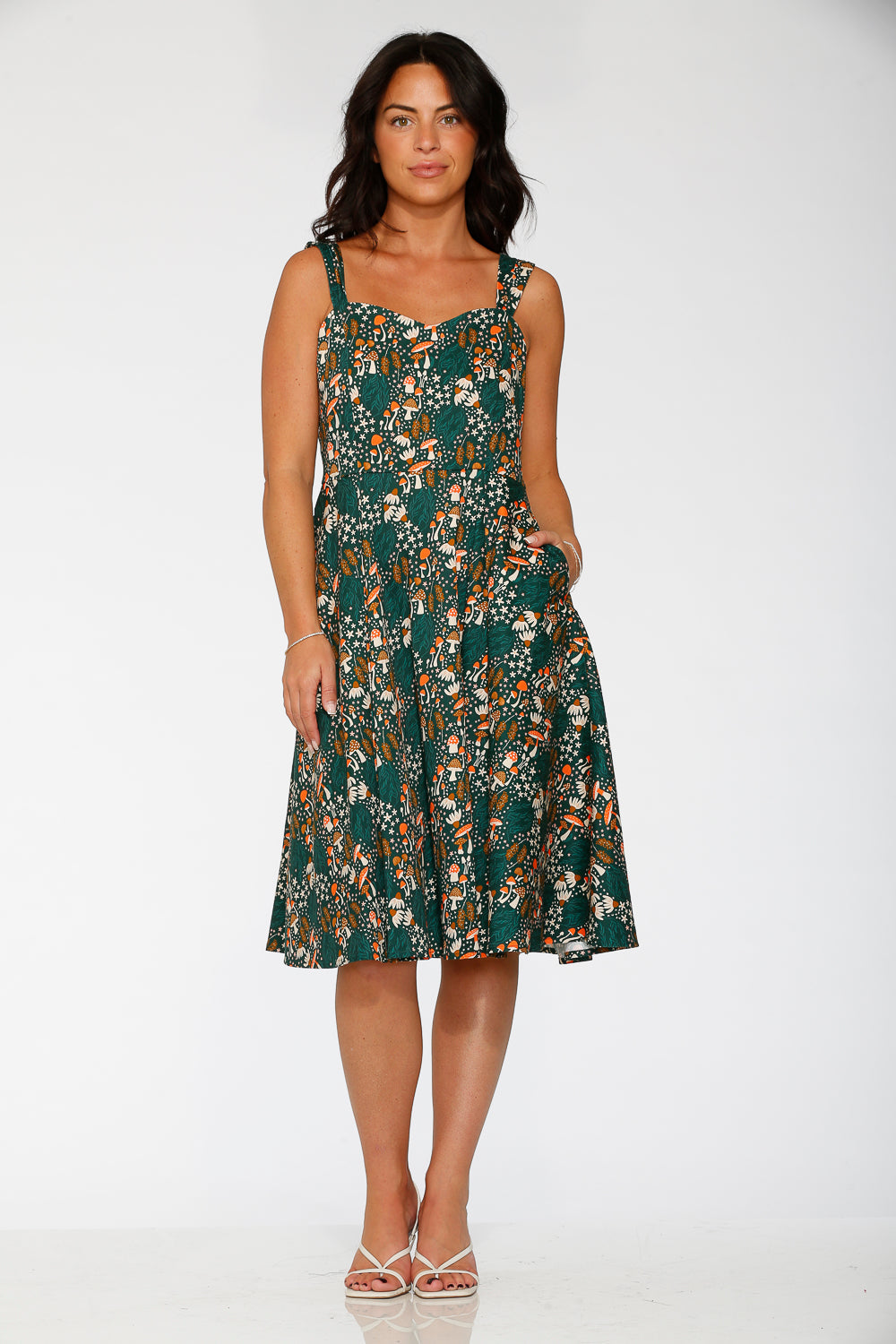 24421 Olive Mushroom Swing Dress