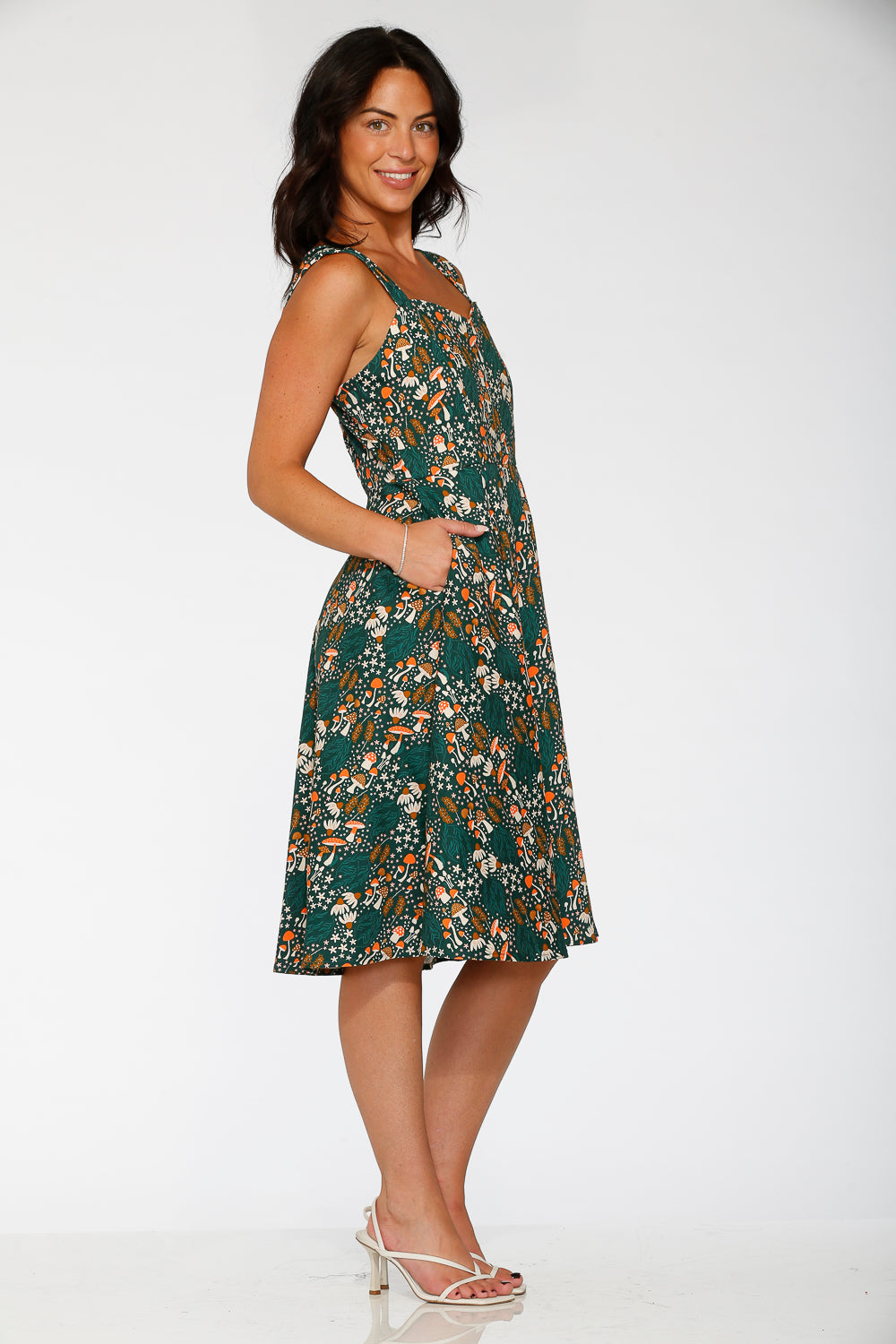 24421 Olive Mushroom Swing Dress