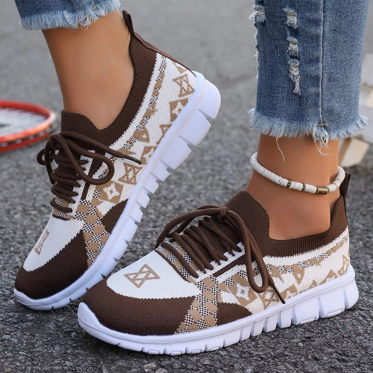 Breathable Mesh Lace Up Sneakers