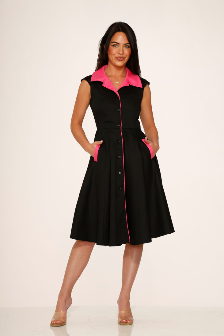 3311 Black Pink Diablo Swing Dress