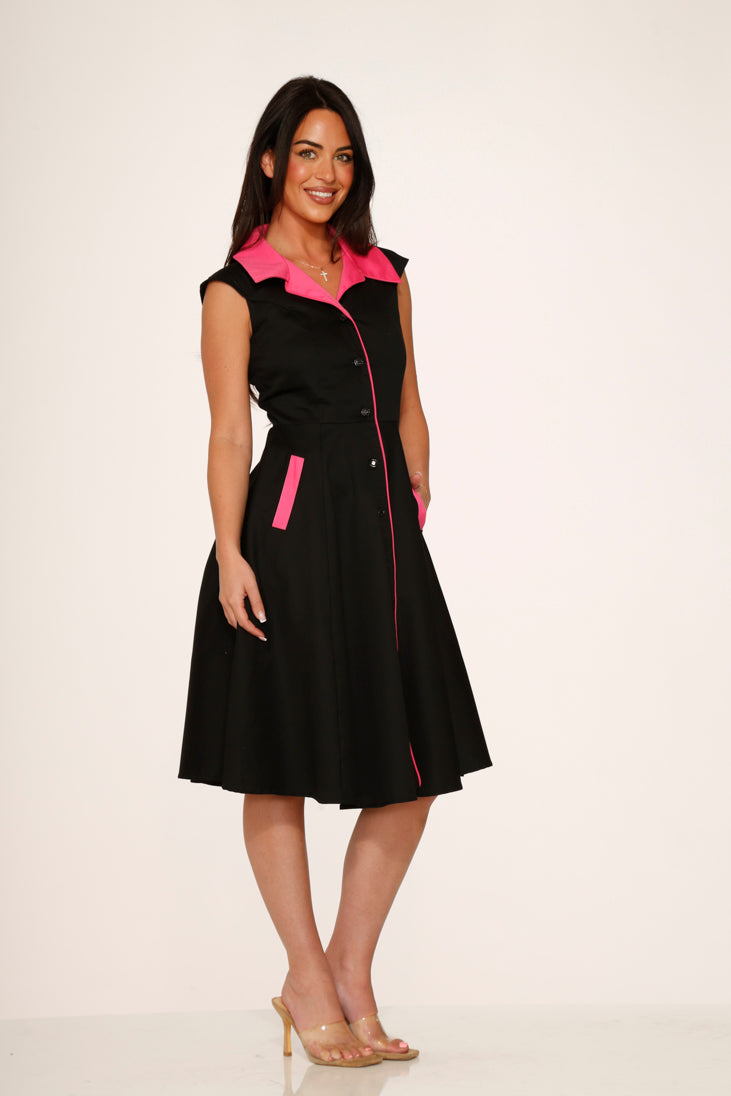 3311 Black Pink Diablo Swing Dress