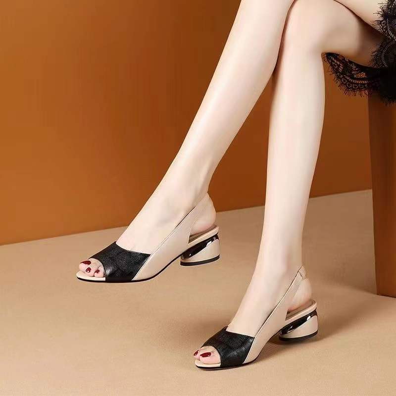 Women Mid Heels Sandals Chunky Fashion Casual Shoes Women Summer  Walking Shoes