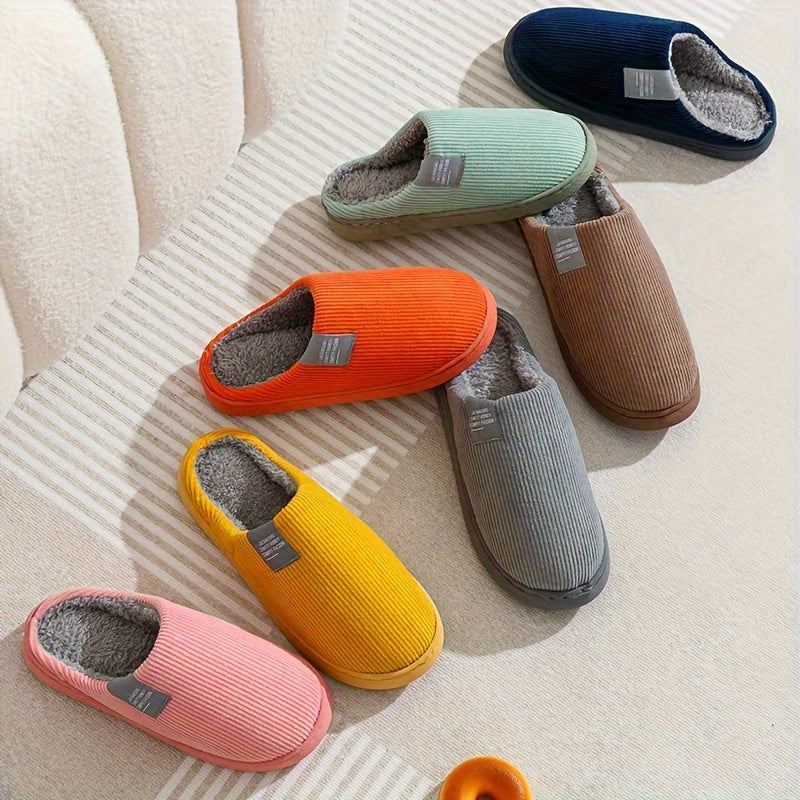 Couple's Warm Slippers for Women, Home Use in Spring, Autumn, and Winter, Non-Slip Thick-Soled Indoor Plush Slippers for Men and Women