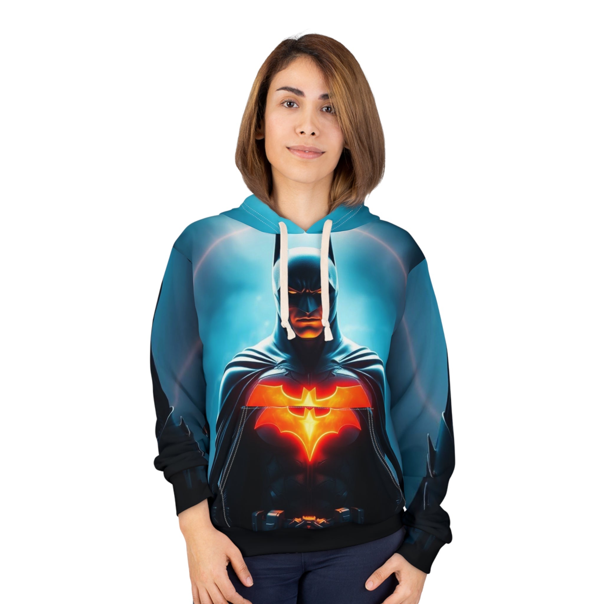 Batman Tribute (Customizable) AOP Unisex Pullover Hoodie, Superhero Sweatshirt, Comic Book Apparel, Geek Fashion, Gift for Fans, Cozy Layer