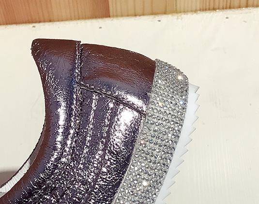 Sneakers Women Flats Golden Silver Shoes Rhinestone Bling Casual Shoes Korean Luxury Creepers Superstar Shoes Streetwear