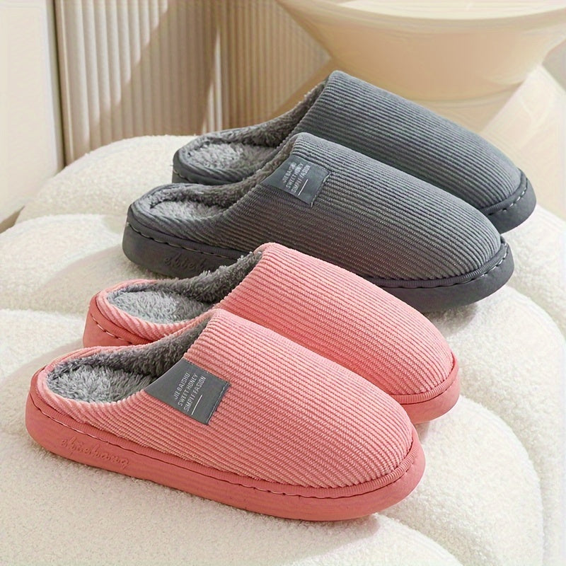 Couple's Warm Slippers for Women, Home Use in Spring, Autumn, and Winter, Non-Slip Thick-Soled Indoor Plush Slippers for Men and Women
