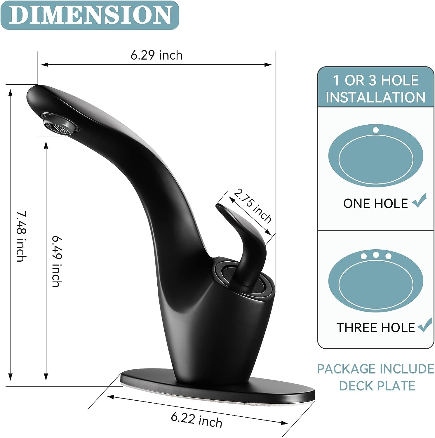 Leaf Silhouette Bathroom Sink Faucet: Modern Single-Handle Design with Essential Accessories & Deck Plate