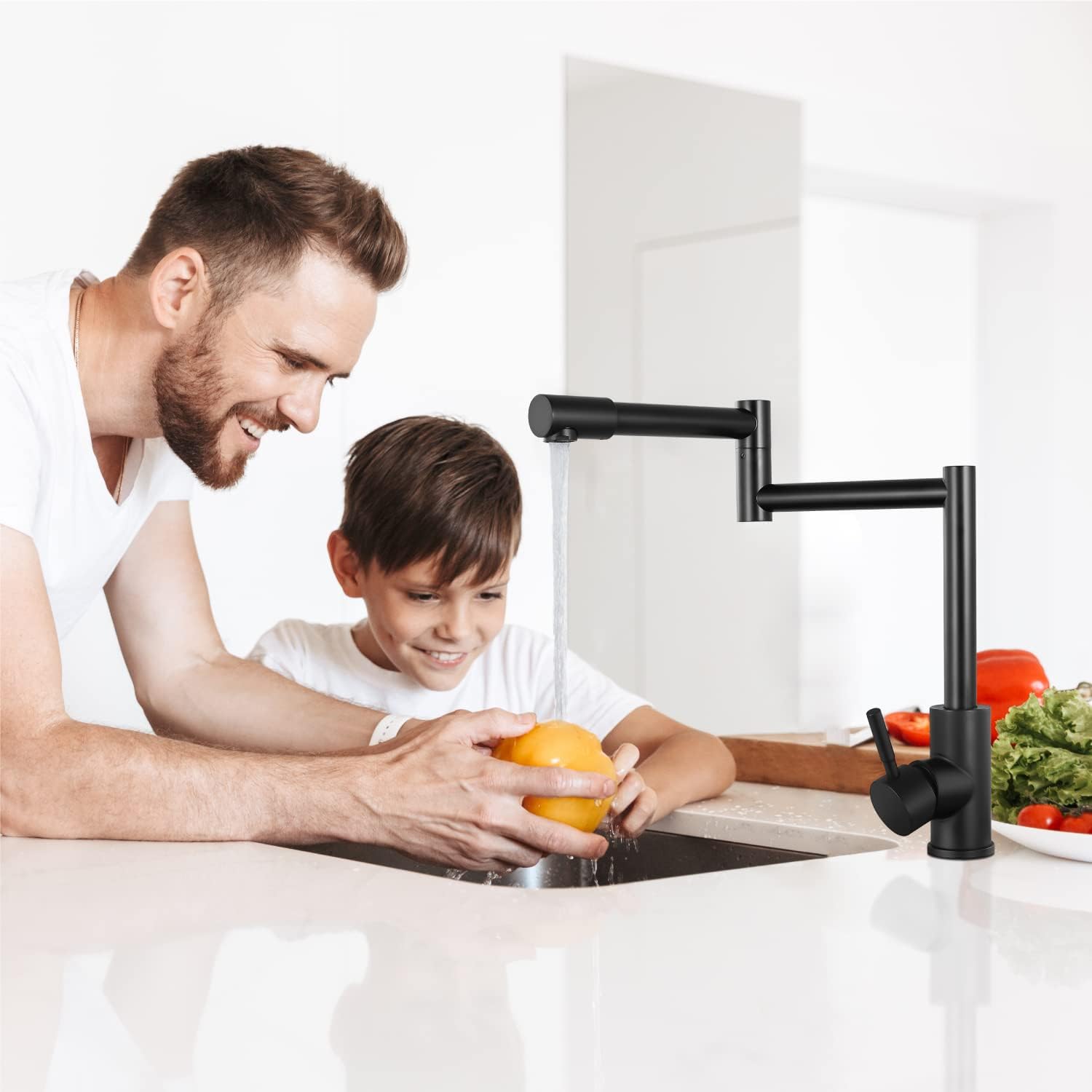 Edison Single-Hole Retractable Folding Kitchen Sink Faucet