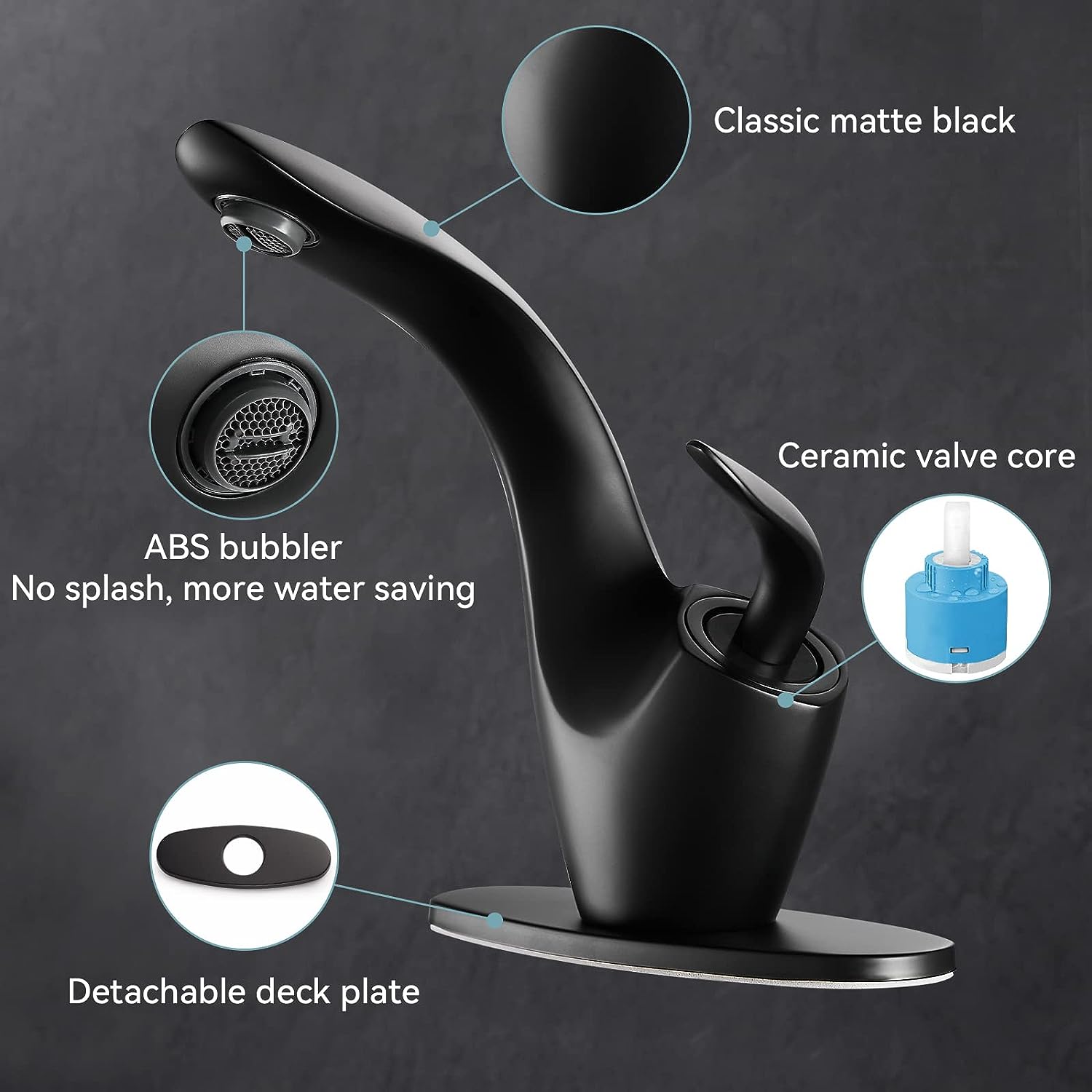 Leaf Silhouette Bathroom Sink Faucet: Modern Single-Handle Design with Essential Accessories & Deck Plate