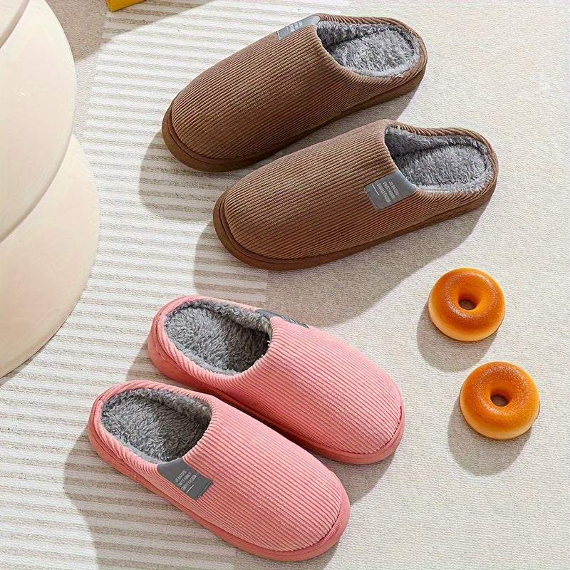Couple's Warm Slippers for Women, Home Use in Spring, Autumn, and Winter, Non-Slip Thick-Soled Indoor Plush Slippers for Men and Women