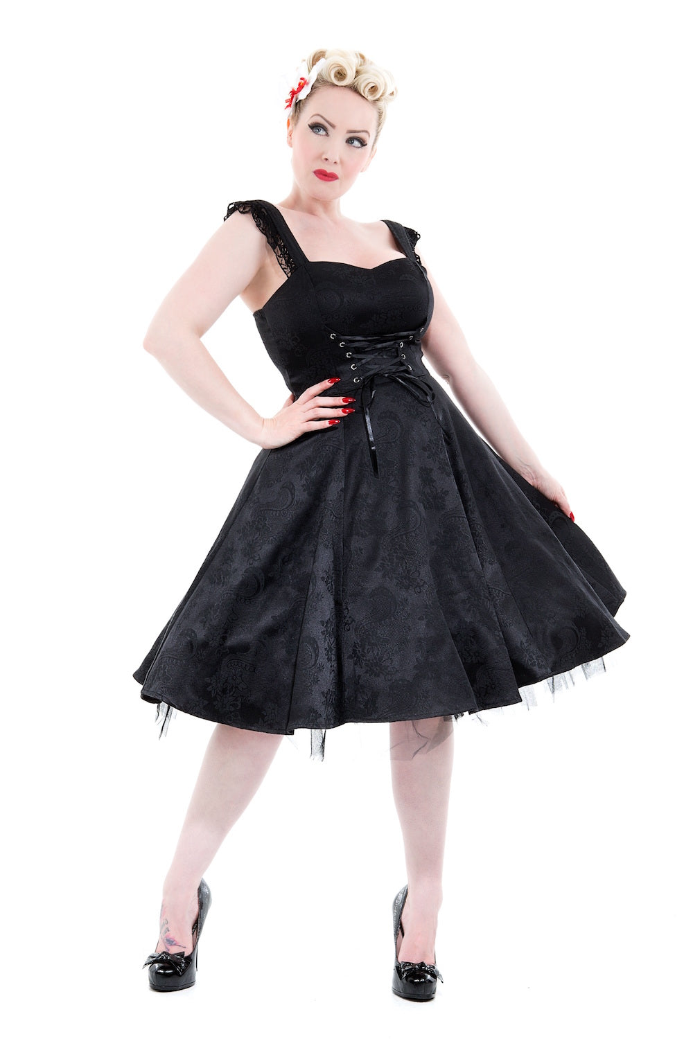6671 Black Byzantine Swing Dress