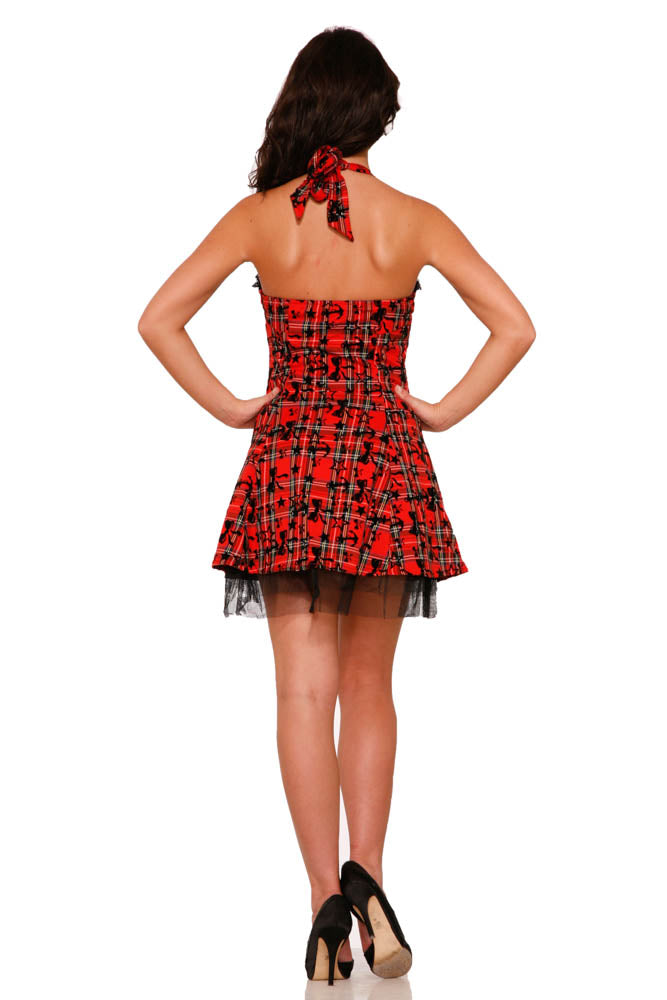 6733 Red Plaid Mini Dress