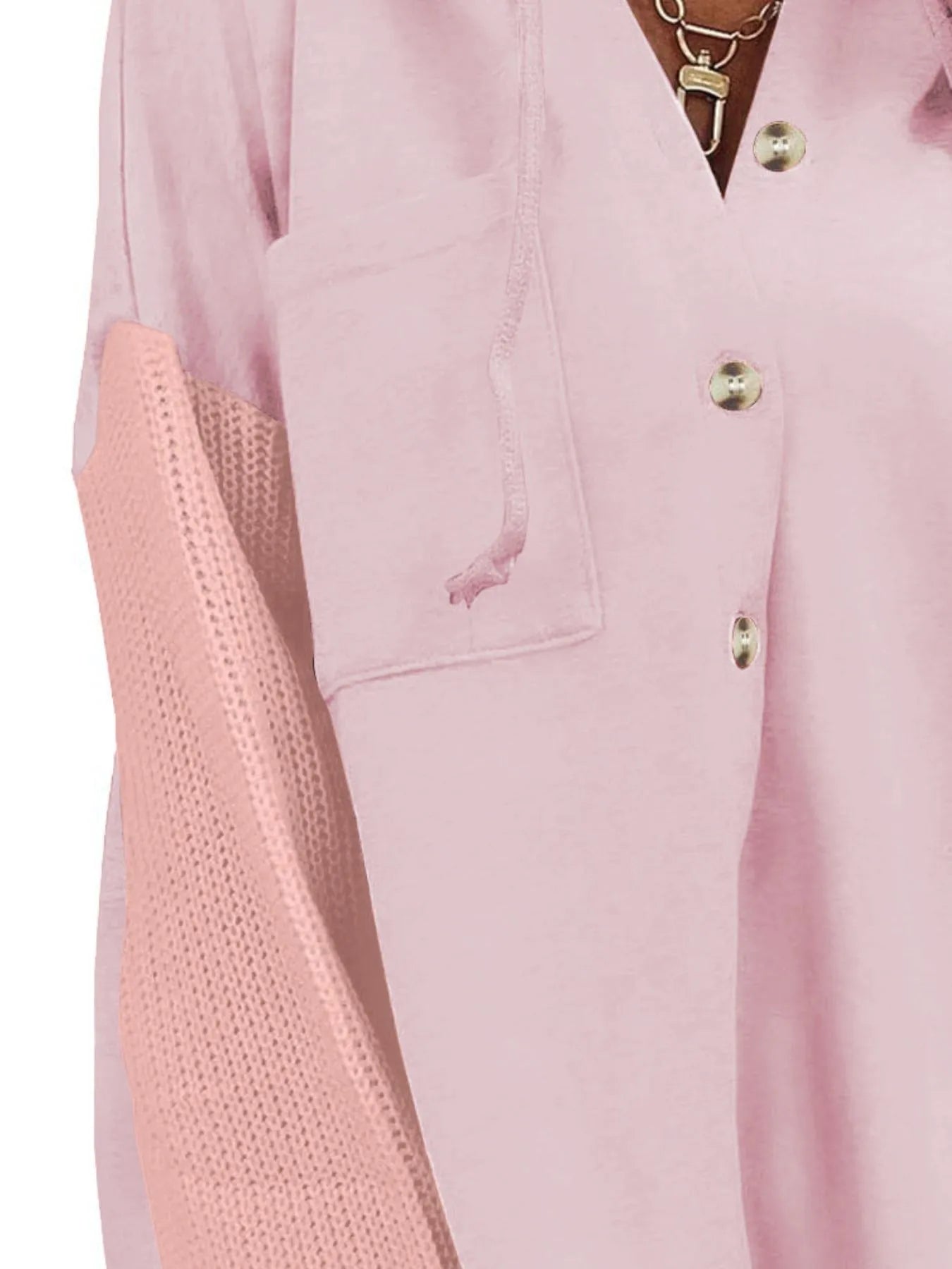 Drawstring Button Front Hoodie