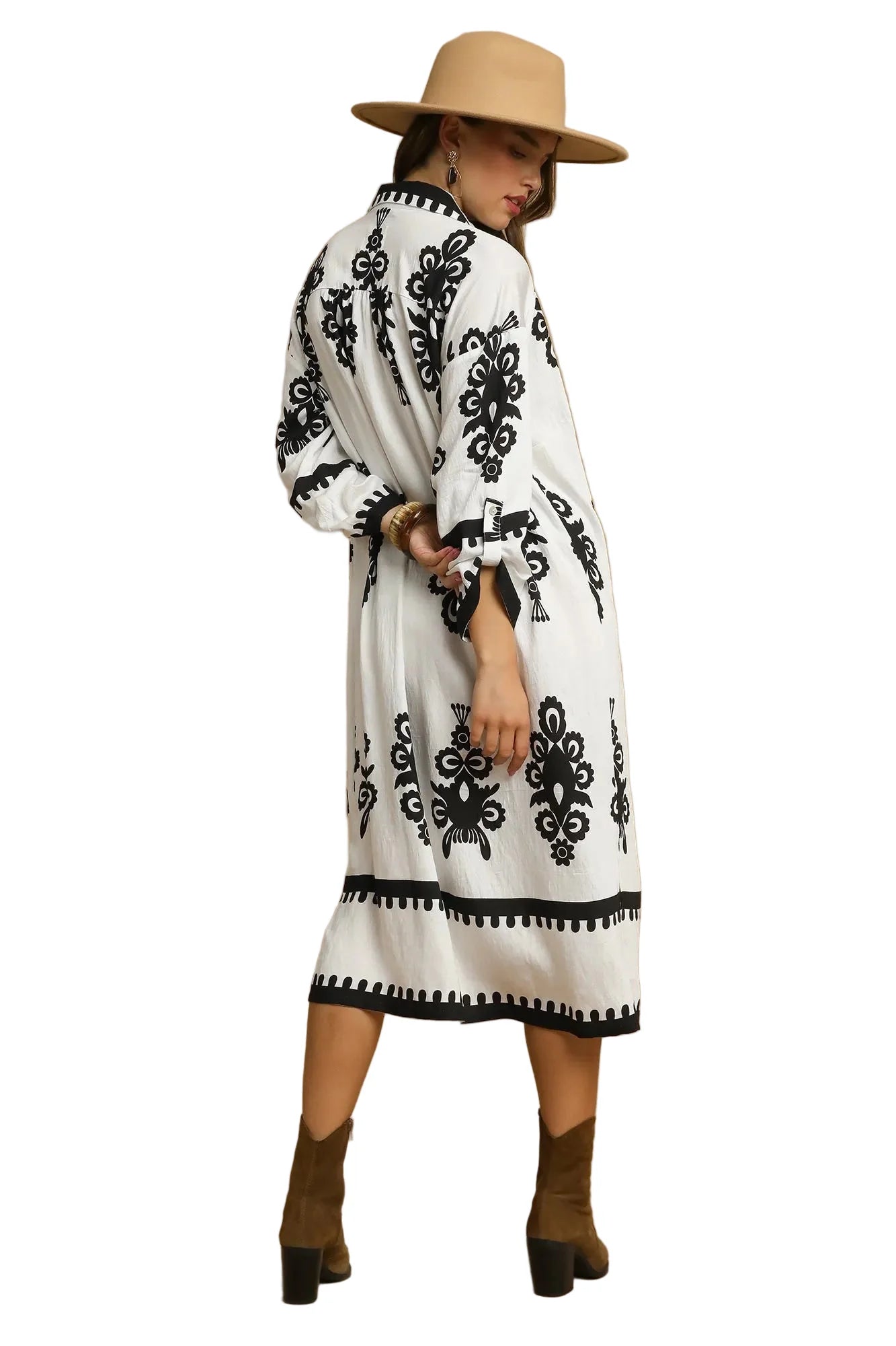 Abstract Print Midi Dress