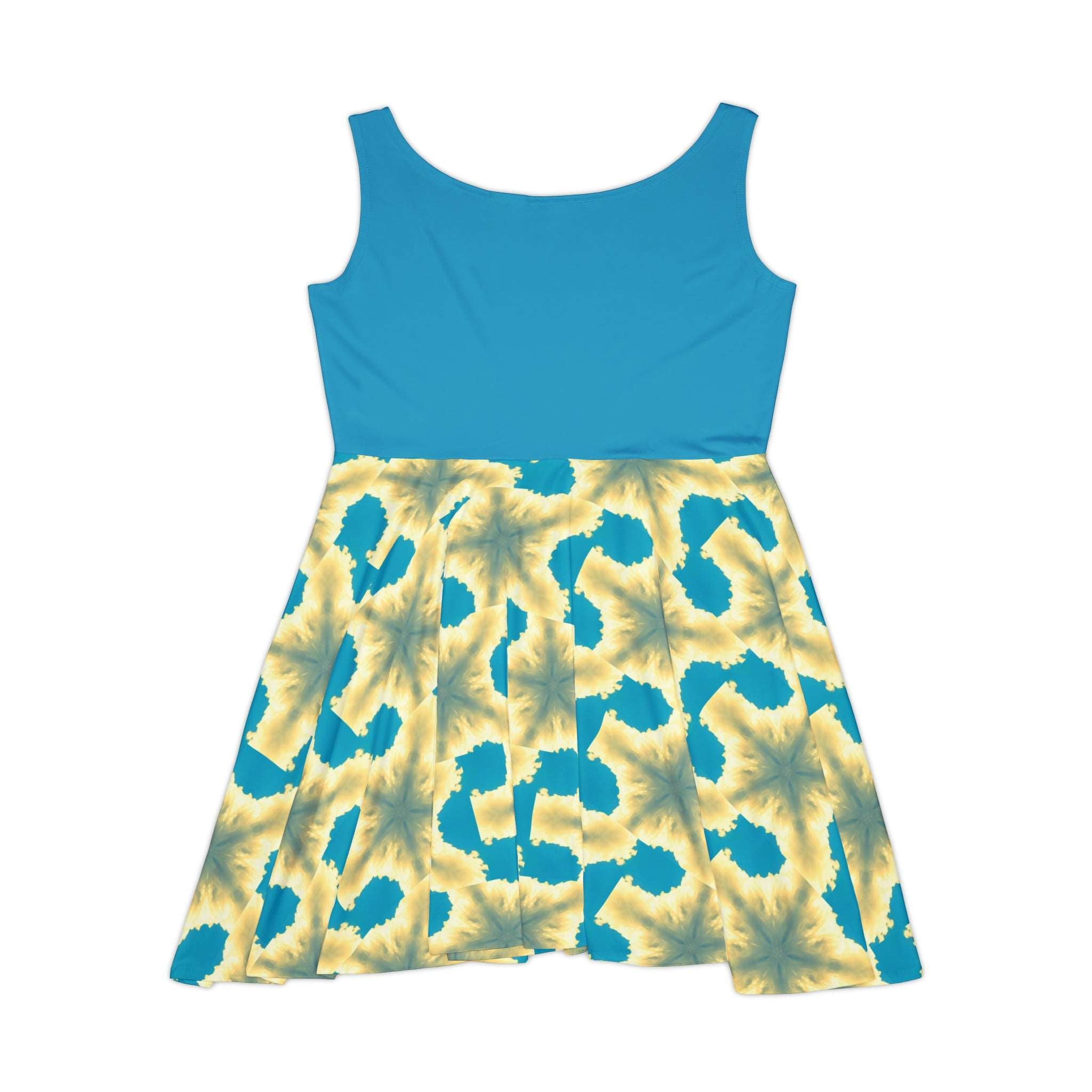 Blue with White Fluffy Clouds Skater Dress up to 2XL