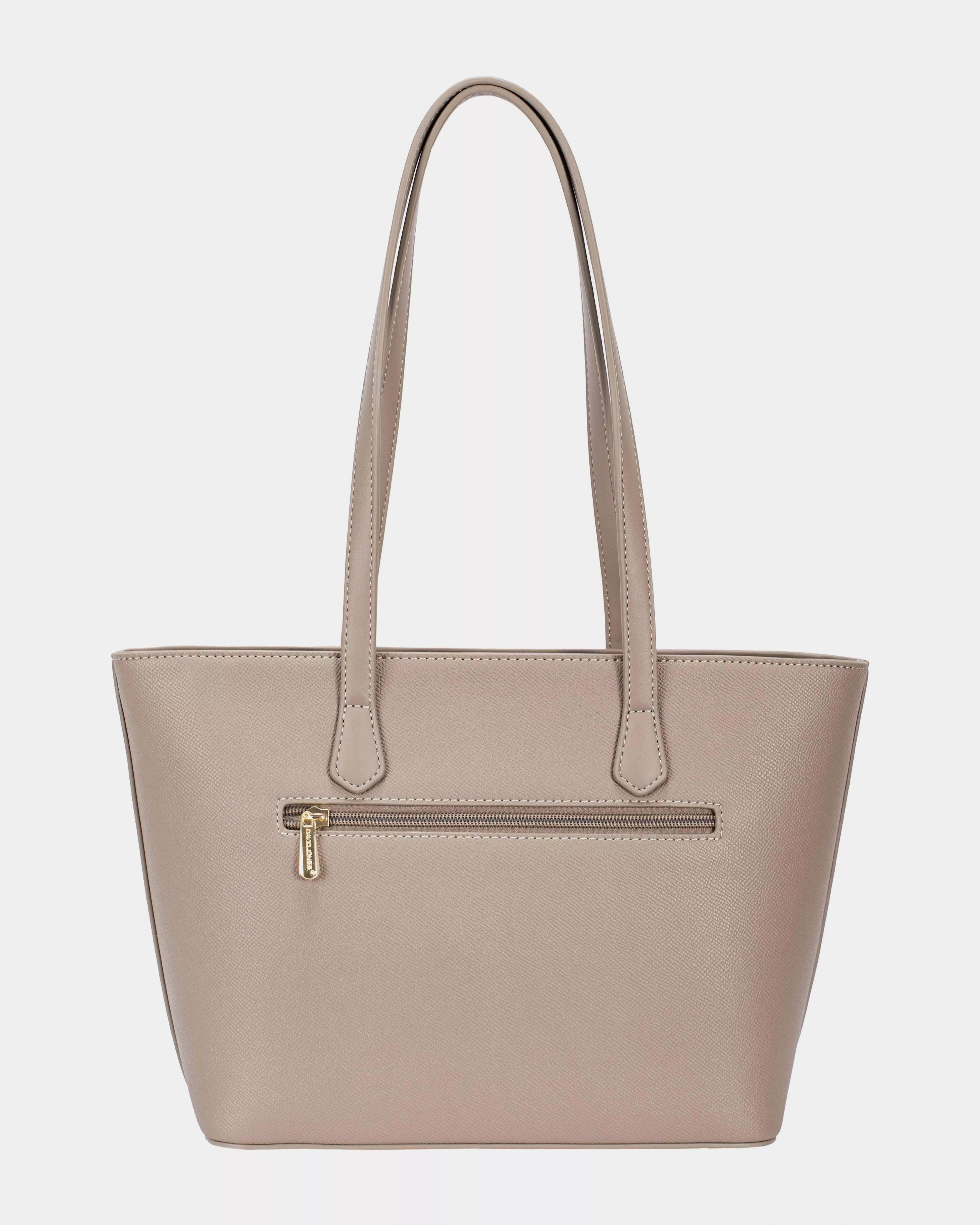 David Jones Leather Tote Bag with Gold Hardware