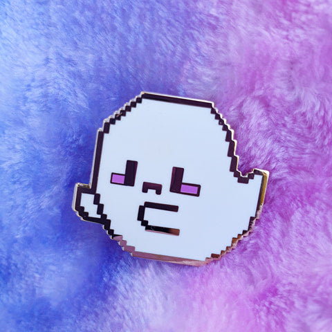 8-bit Pixel Ghost Spooky Enamel Pin