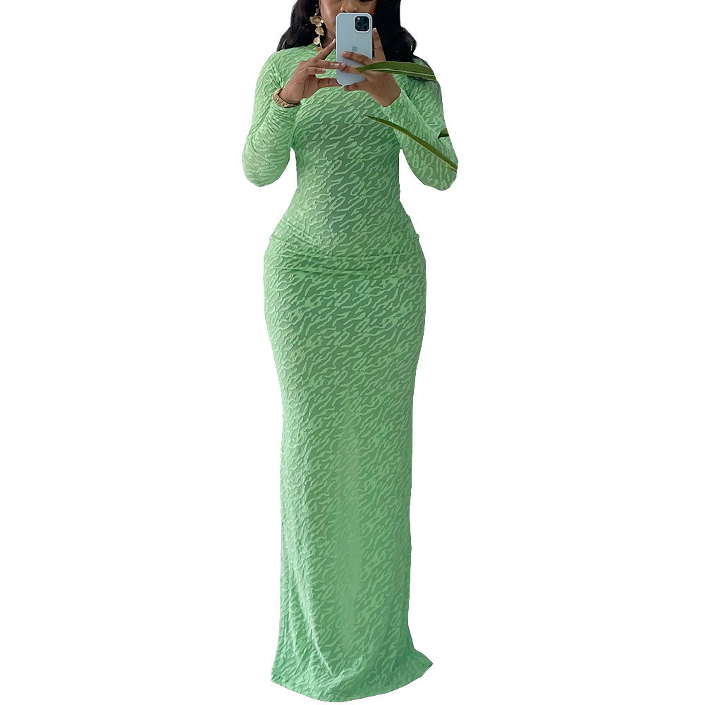 Long sleeved plush slim fit dress