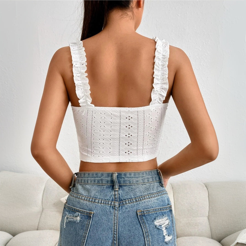 Spring and summer new elegant lace suspender vest top