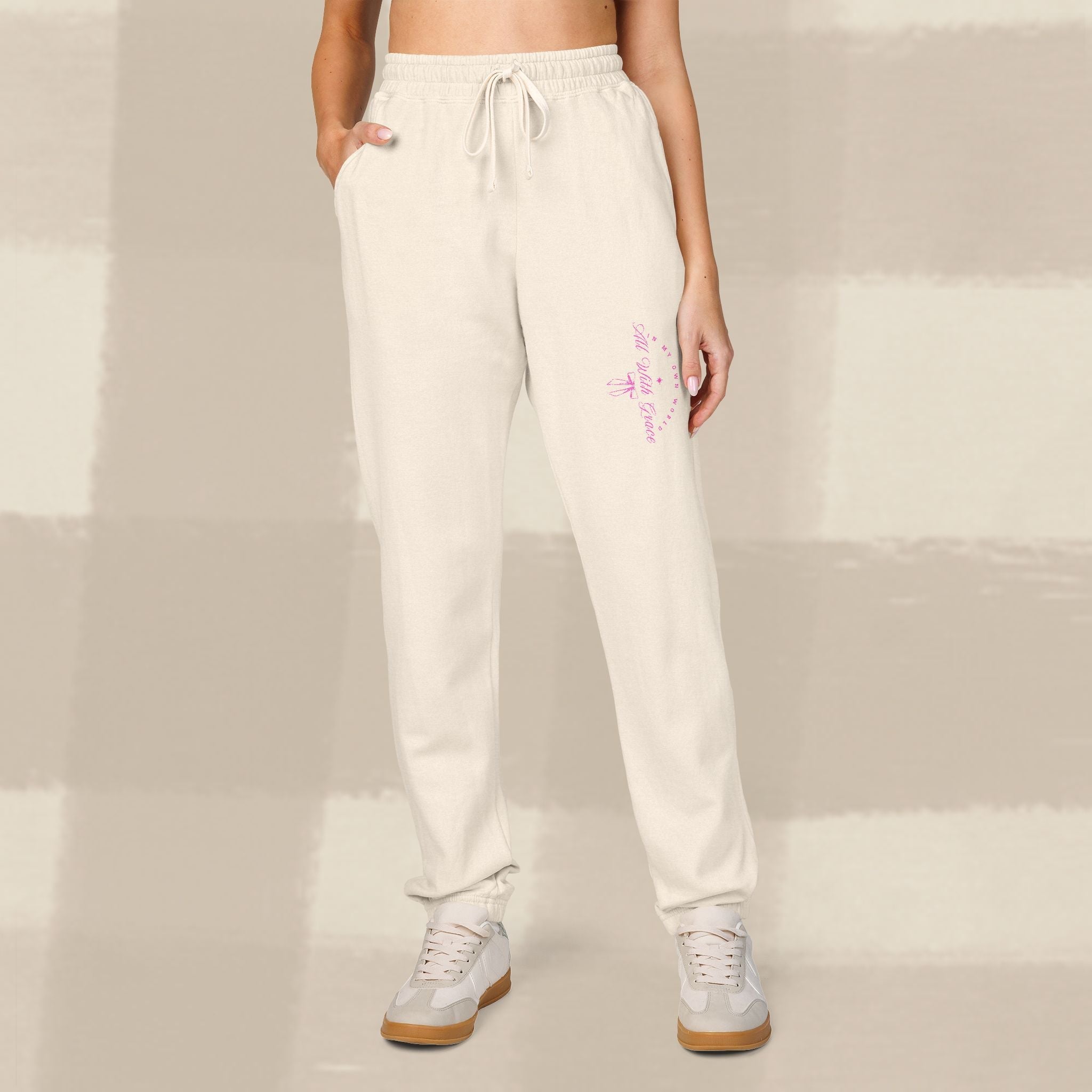 "WITH GRACE" LANDSCAPE SWEATS X  PINK TYPE