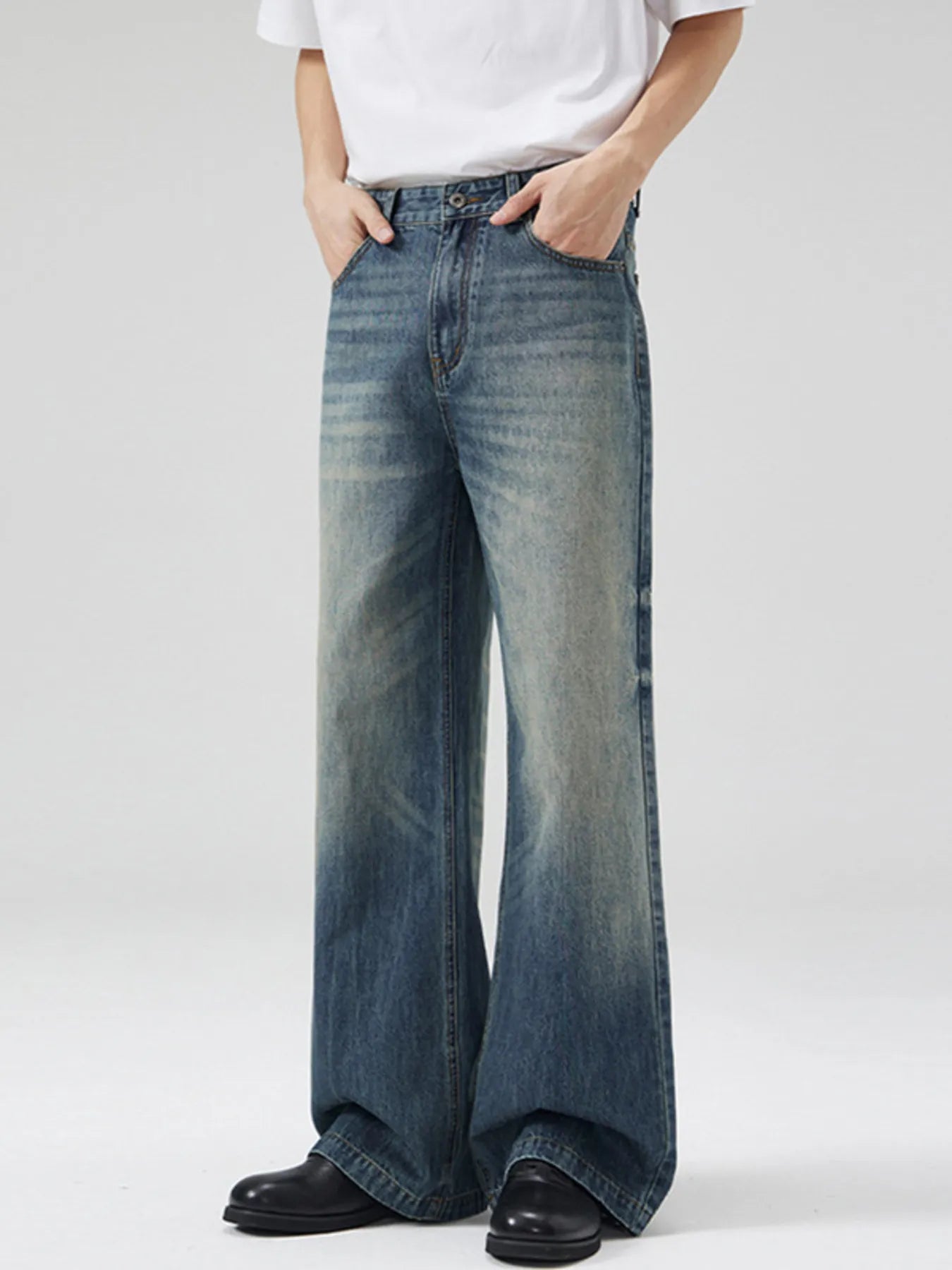 Men's Full Size Wide Leg High Waisted Jeans Plus Size