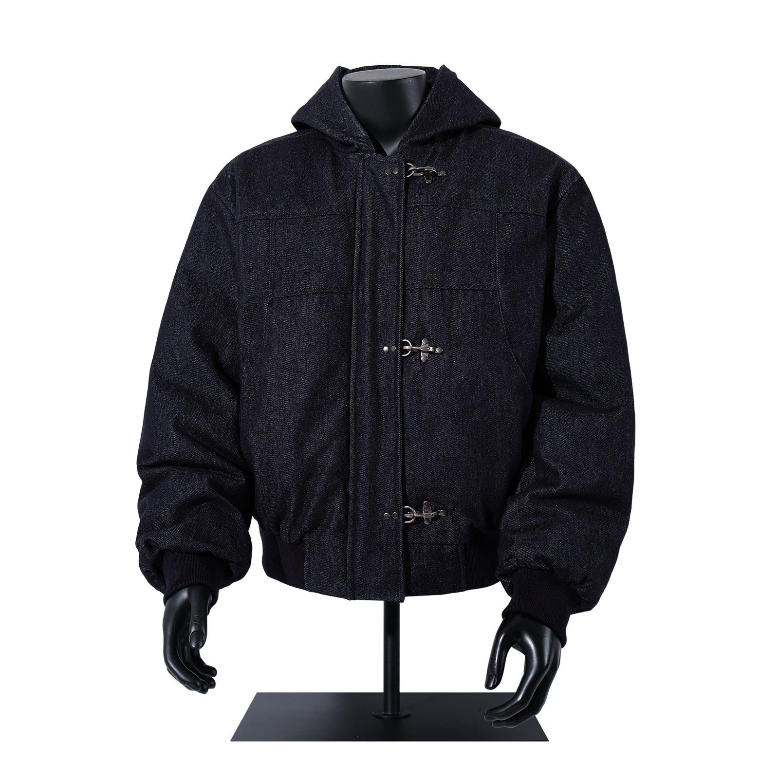 Loose Casual Warm Hooded Raw Denim Coat (Unisex)