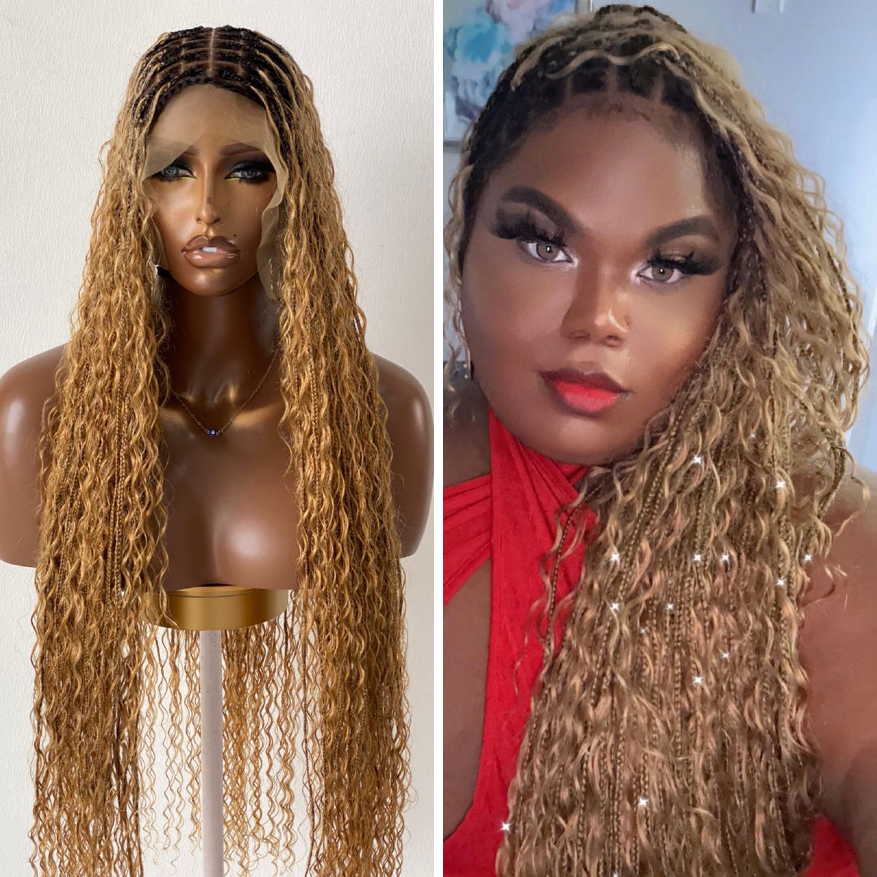 100% Human Hair Bohemian Curls Knotless Braid Wig (Bianca) Tara