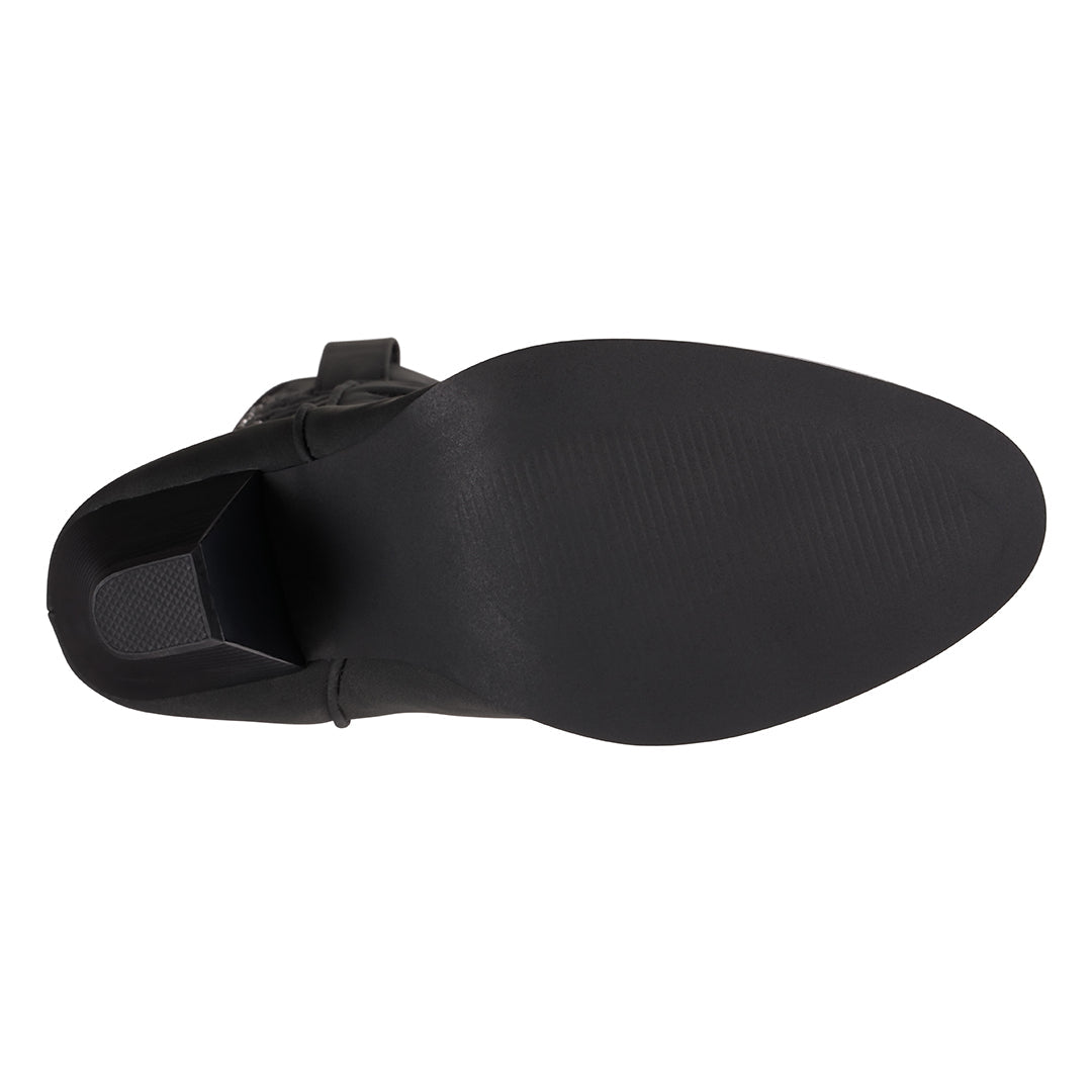 Beth Black Booties with Rhinestone Details