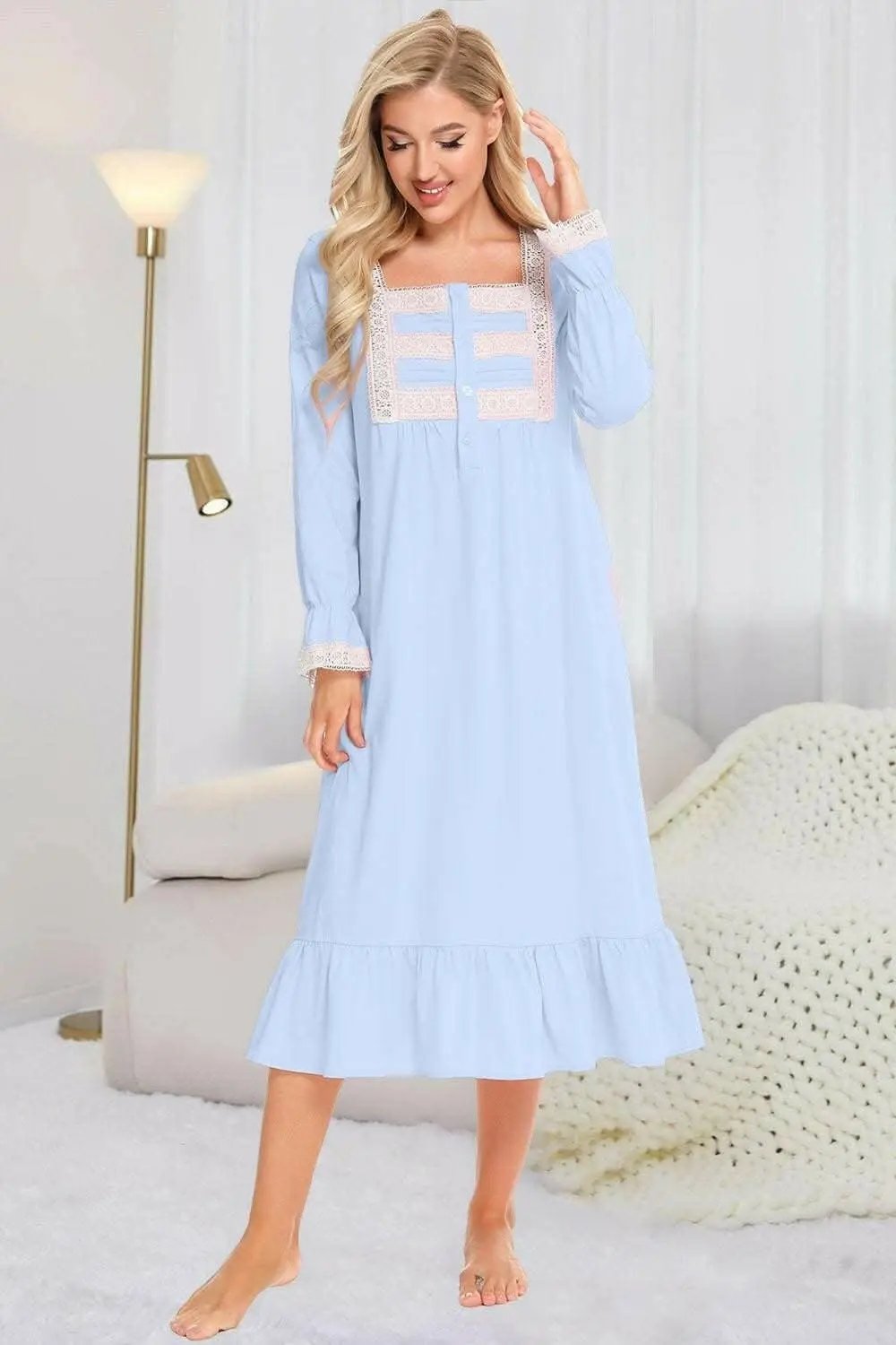 Trendsi swimwear - Elegant lace night gown with sleeves