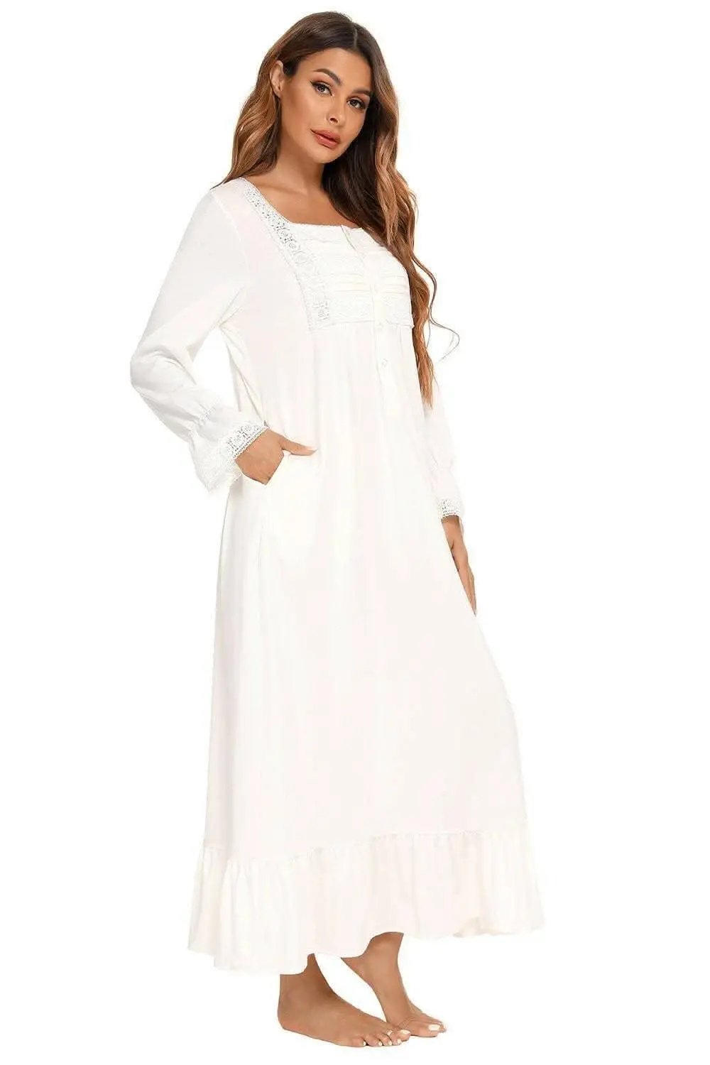 Trendsi swimwear - Elegant lace night gown with sleeves