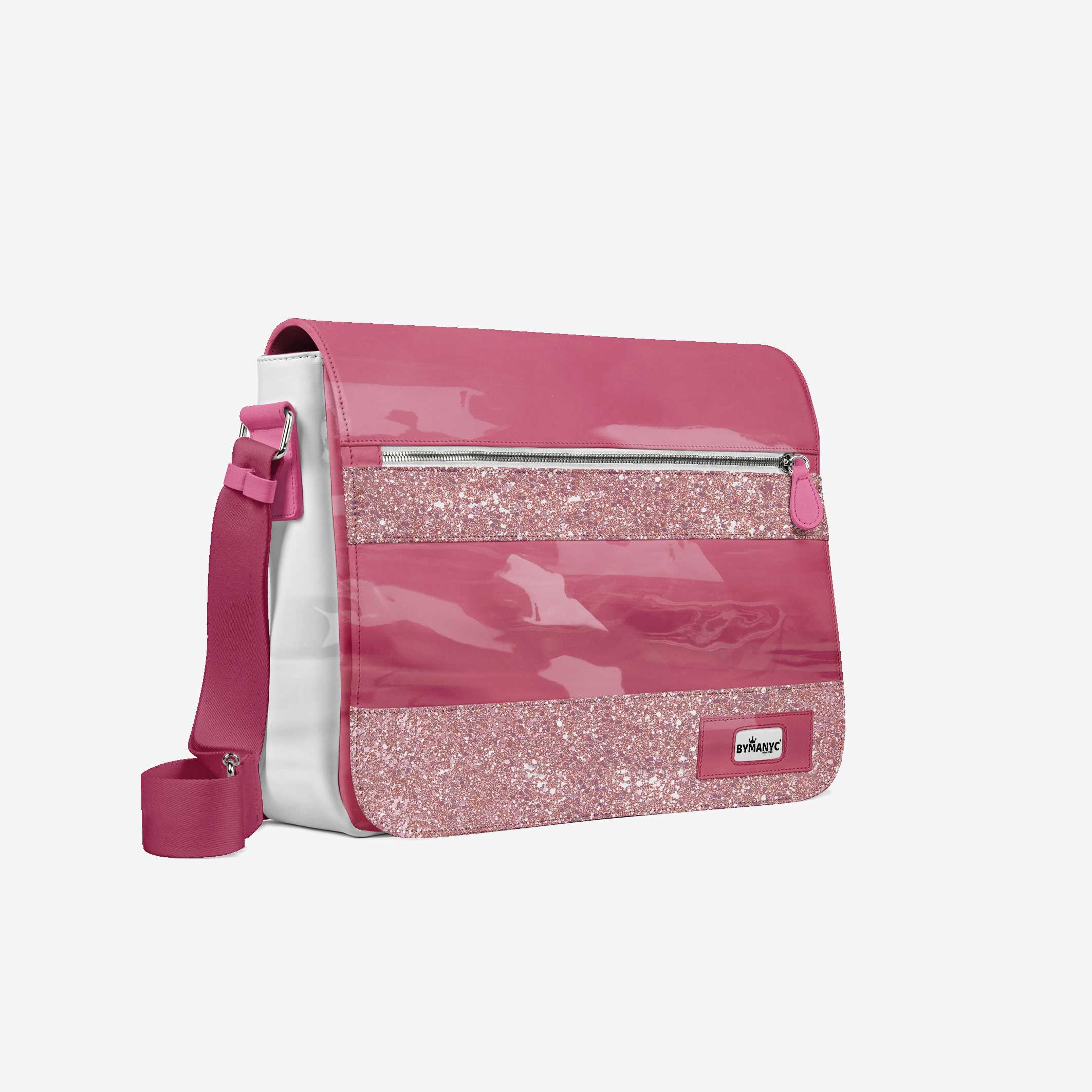 Glitter Pink Messenger Bag 16” | BYMANYC ® New York Glam Street Edition