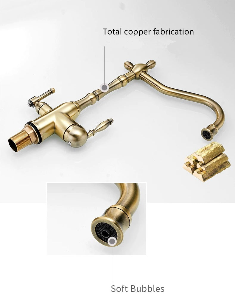 Galileo Galilei Swivel Spout Single-Hole Dual-Handle Kitchen Sink Faucet