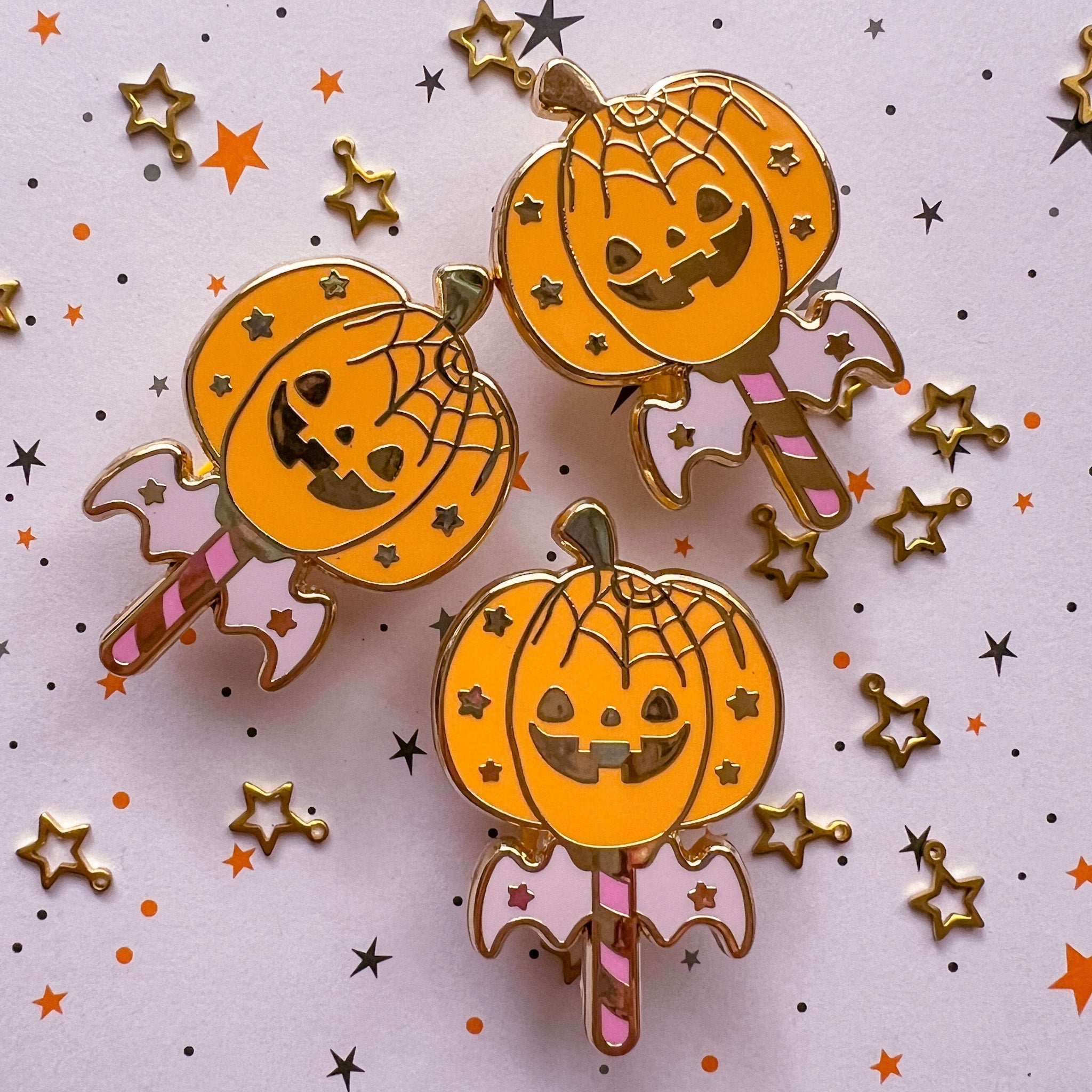 Pumpkin Wand Enamel Pin