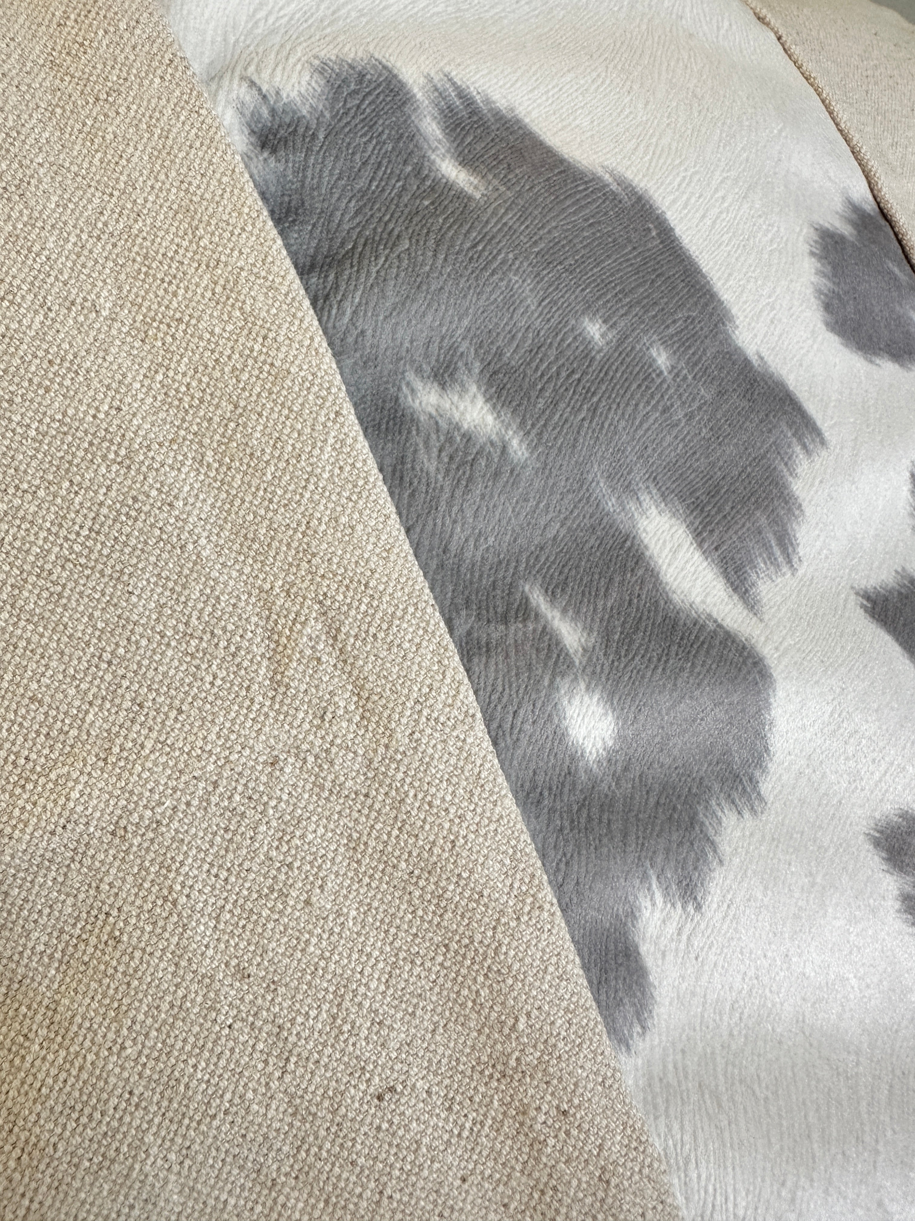 Faux Fur Cow Mezzo Pillow Cover - Gray