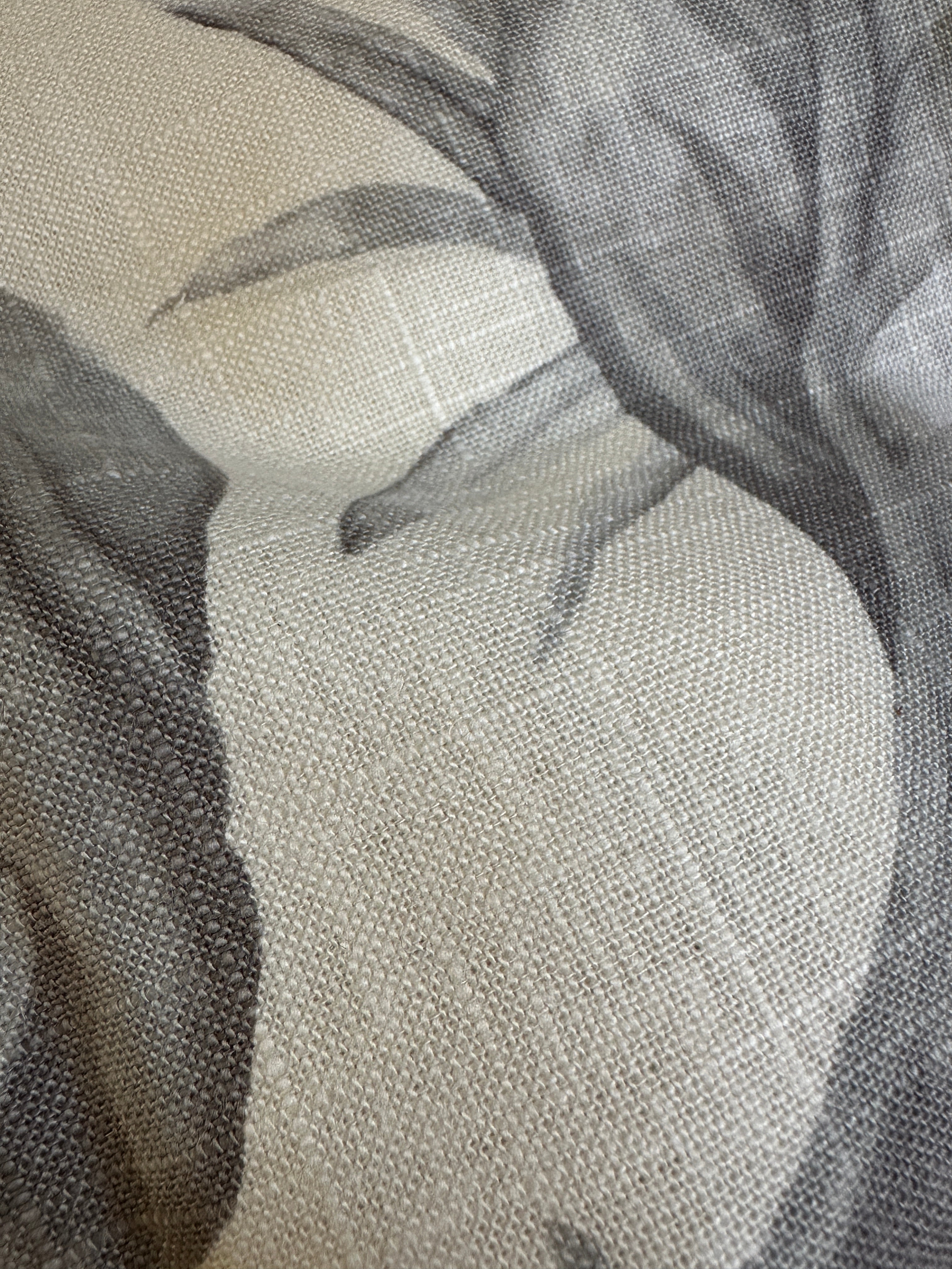 Linen Palm Pillow Cover - Gray