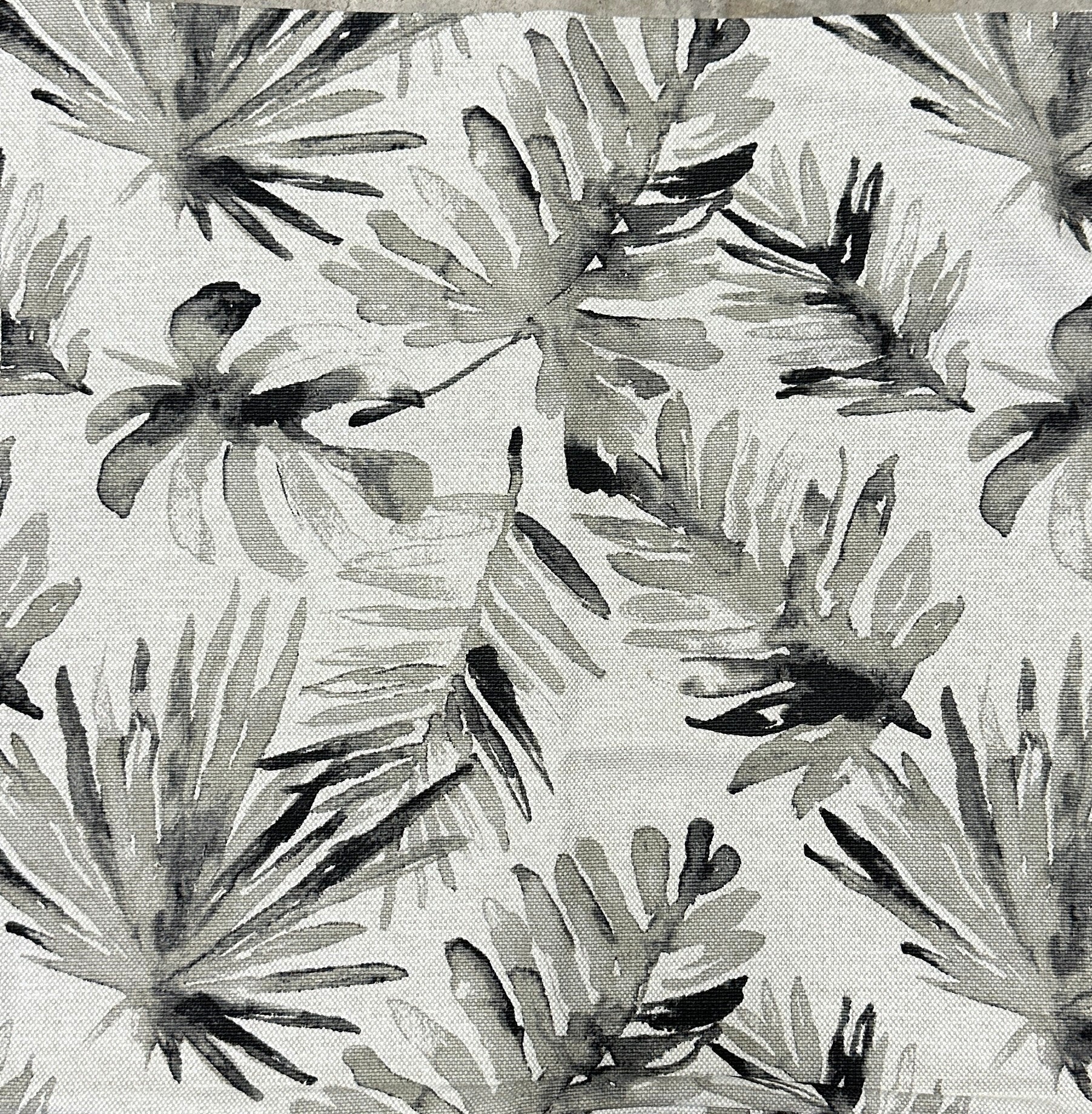 Linen Leaf Pillow Cover - Gray